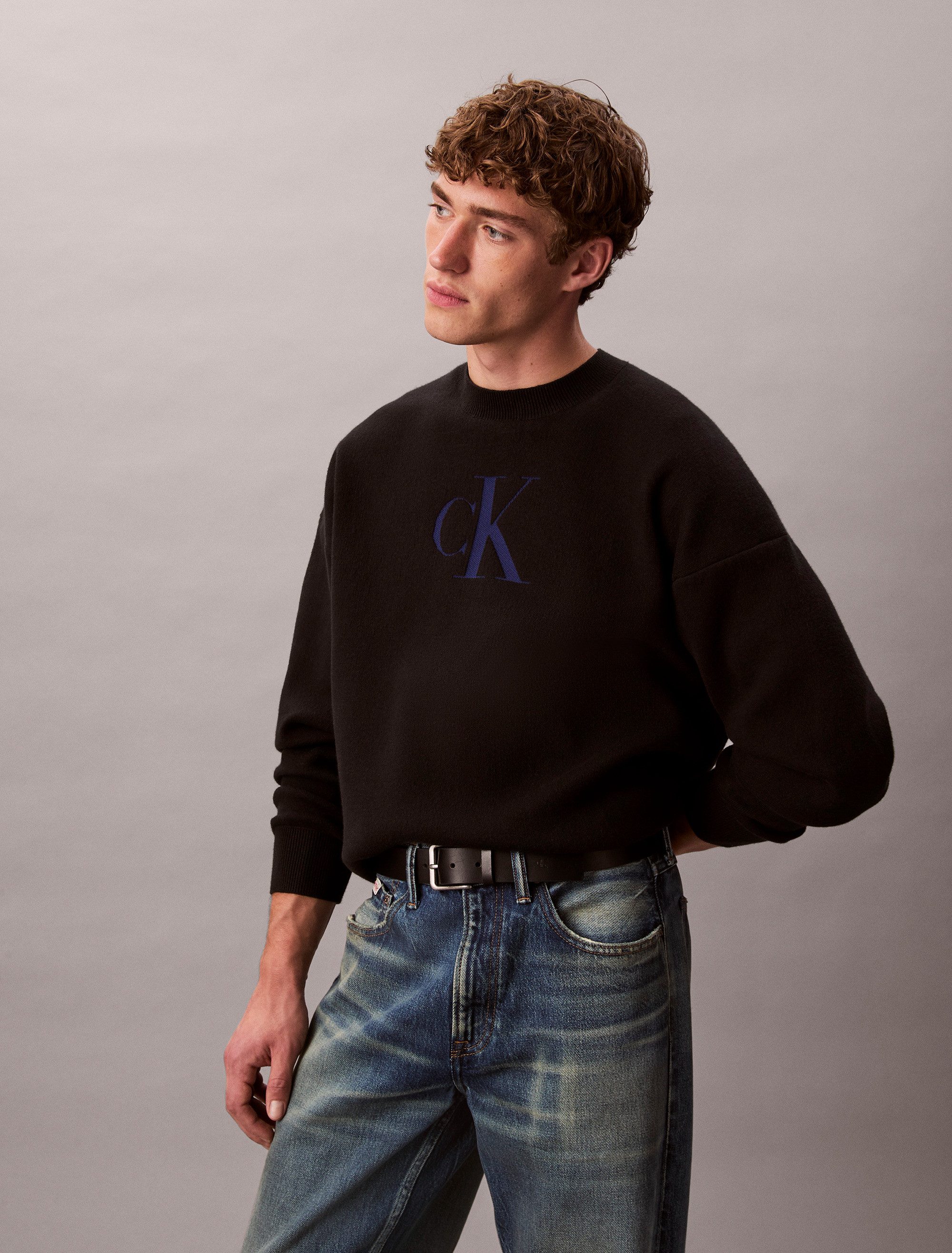 Calvin Klein Trui met ronde hals LS CTTN CASHMERE 3D LOGO CRWNK S