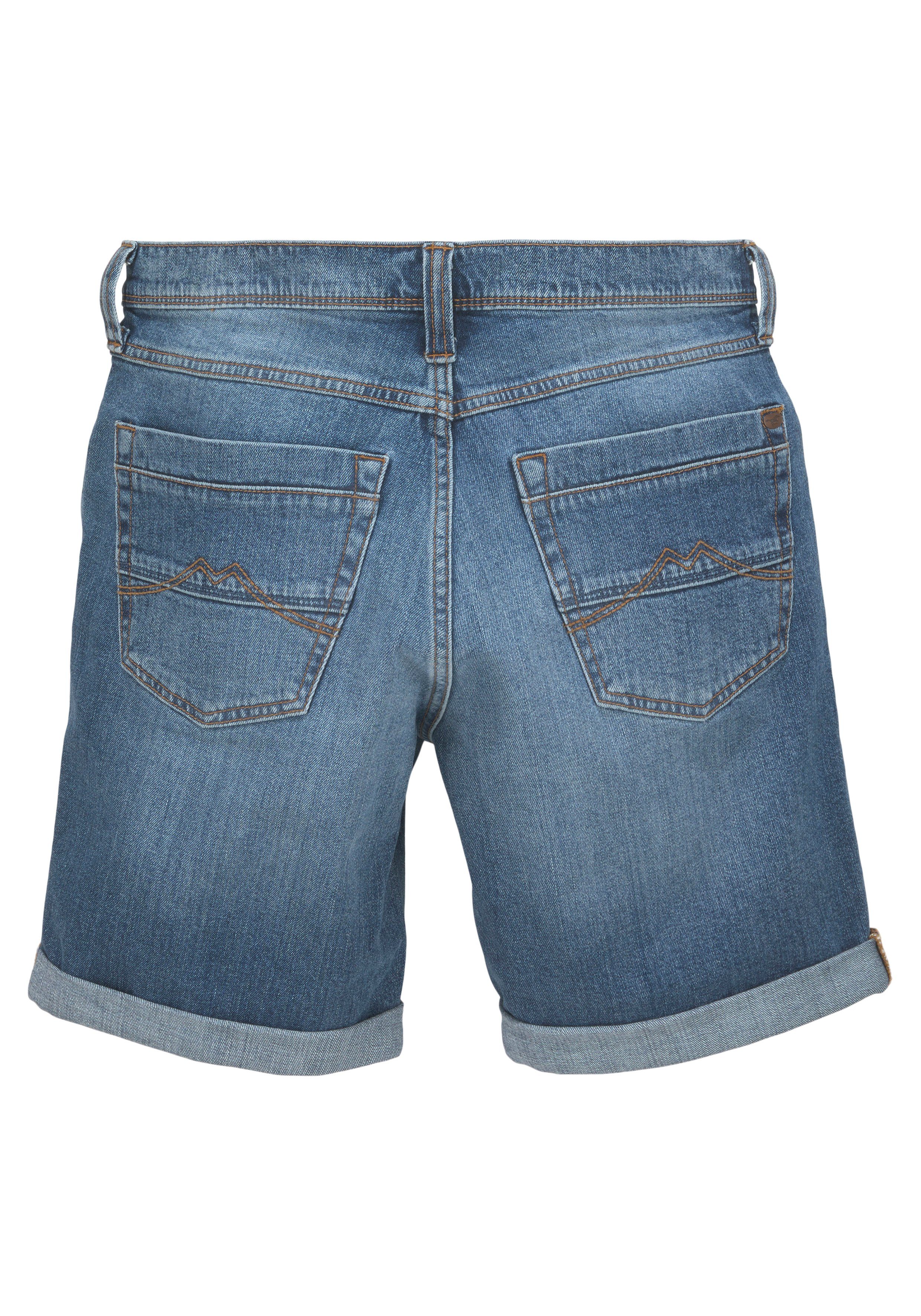 MUSTANG Jeansshort Washington omslagbaar, met lichte wassing