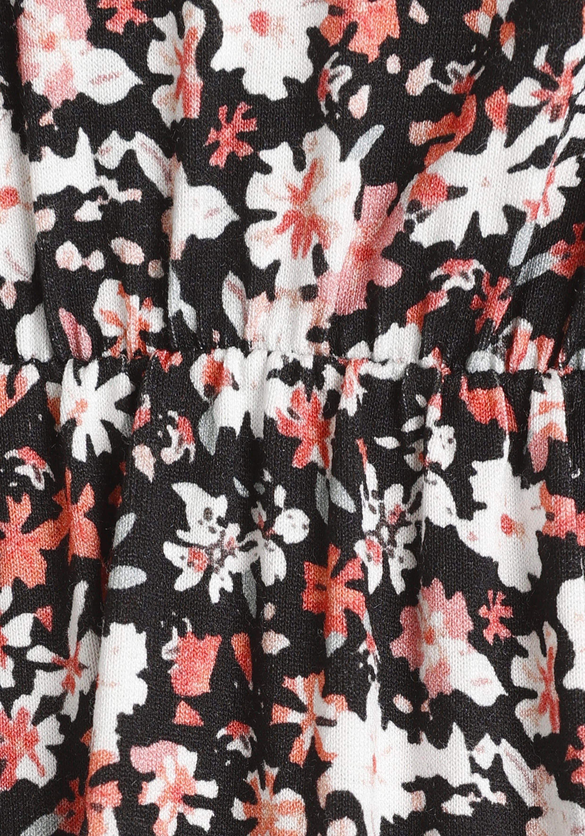 Laura Scott Midi-jurk kuitlang, gebloemde look, van viscosemix, lange mouwen