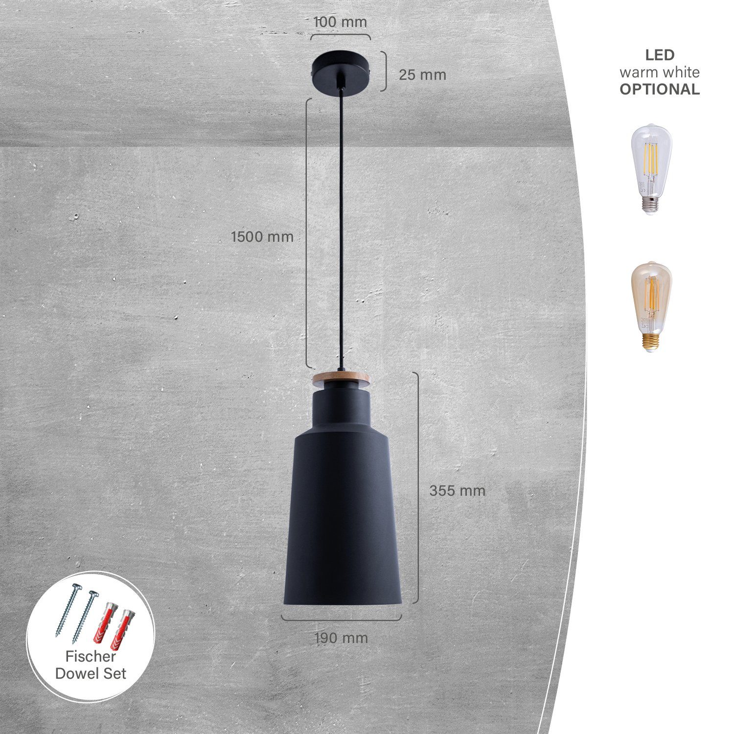 Paco Home Hanglamp JACK I Hanglamp eetkamer keukenlamp Eettafellamp Scandinavisch E27