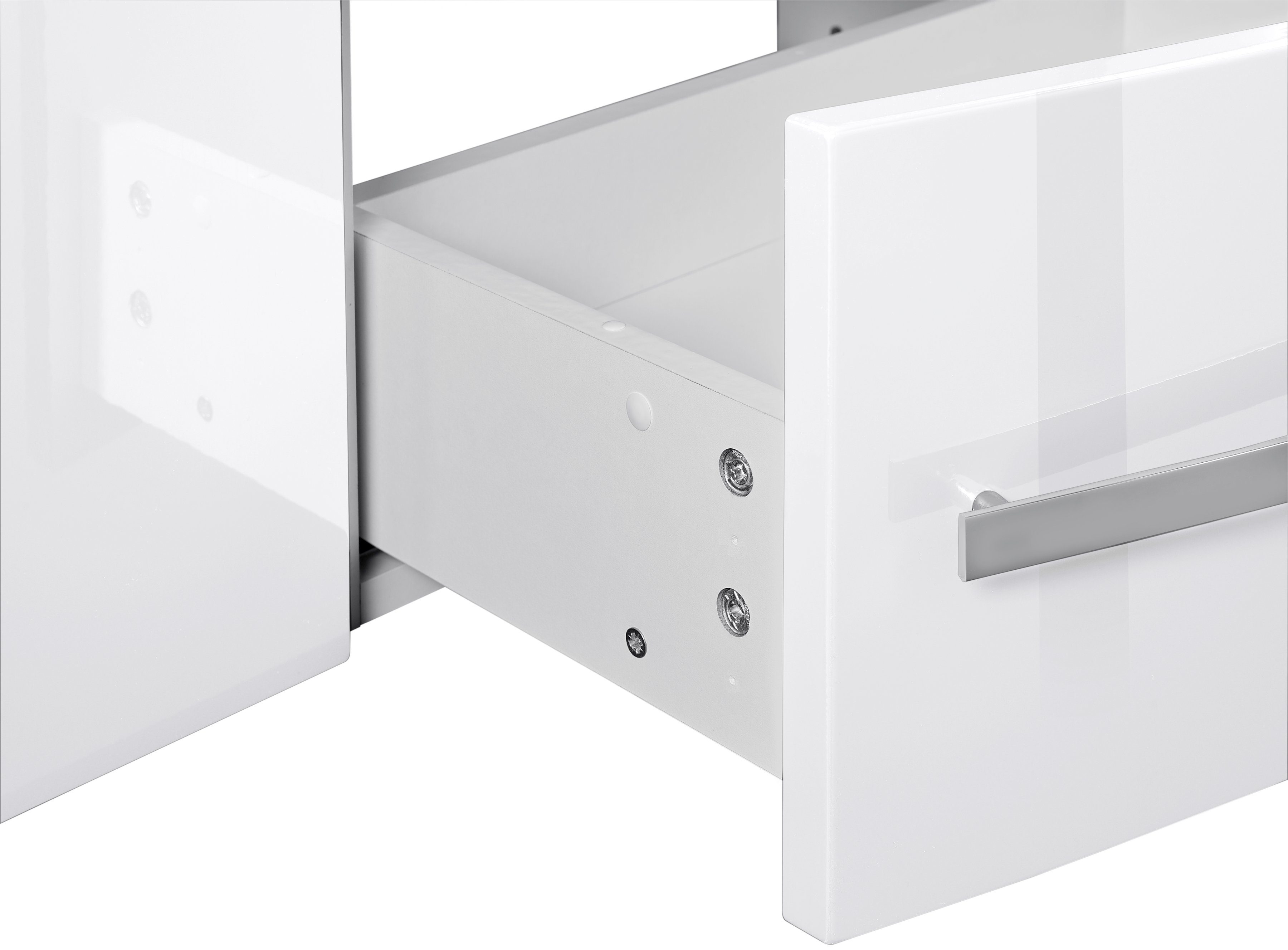 welltime Wastafelonderkast Oslo Breedte 90 cm, badkamermeubel met gebogen front, planchet links