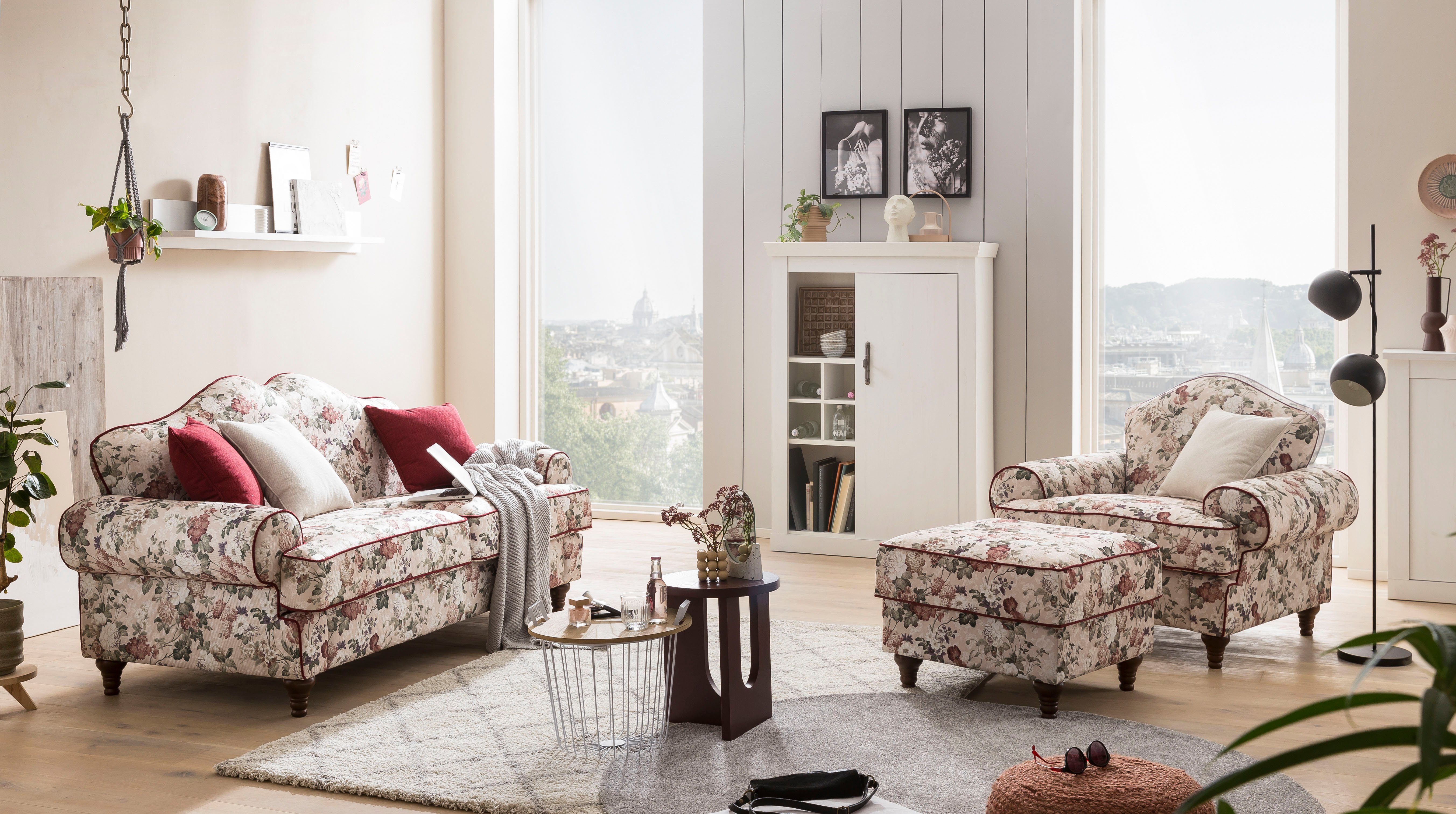Home affaire Hocker LUCIENNE met gedraaide houten poten