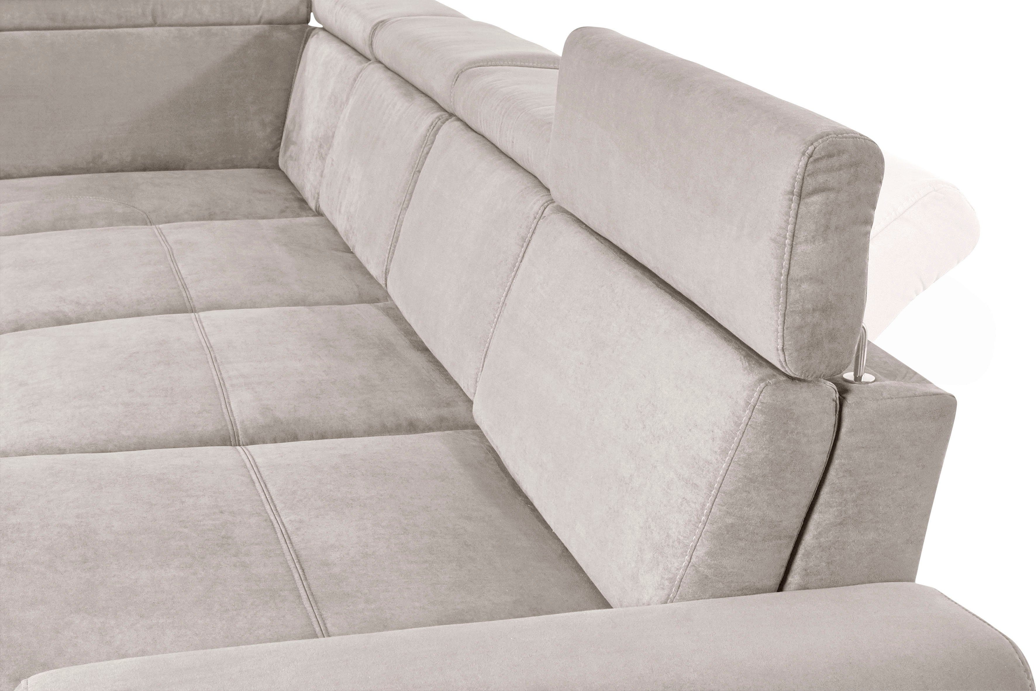 sit&more Zithoek Gizeh U-vorm 15 cm poothoogte, inclusief zitdiepteverstelling en verstelbare hoofdsteun