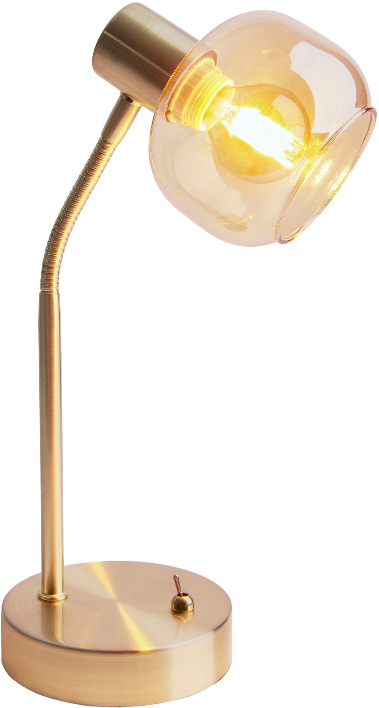 näve Tafellamp LIBBY 1-arm flexibel verstelbare glazen kap in amber getint excl. 1xe14 (1 stuk)