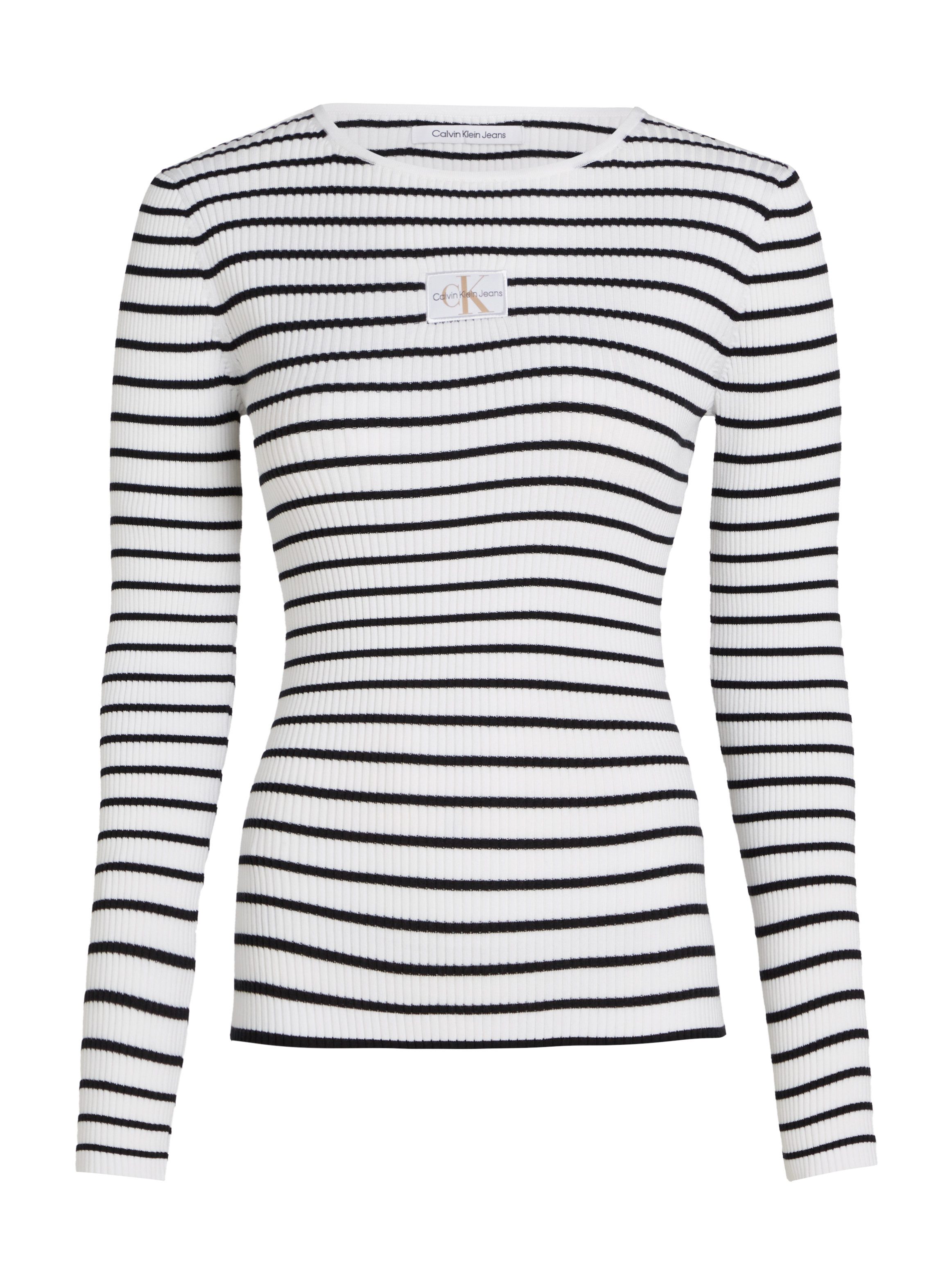 Calvin Klein Trui met ronde hals WOVEN LABEL TIGHT SWEATER