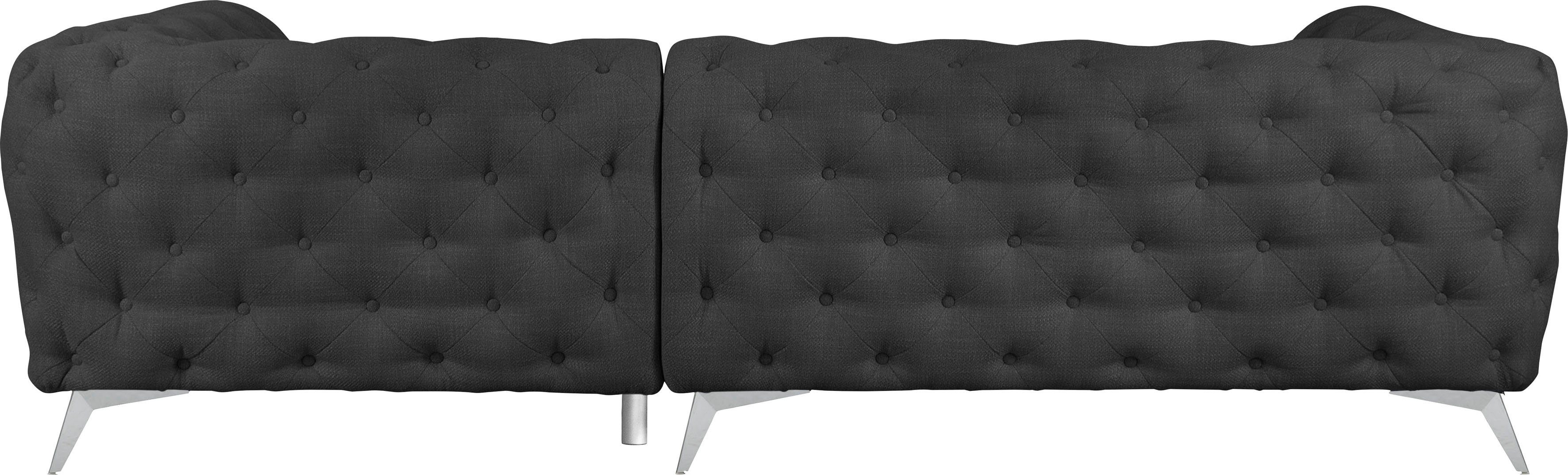 Leonique Chesterfield-bank Glynis L-vorm luxueuze capitonnage, moderne chesterfield look, kleur van de poten ter keuze