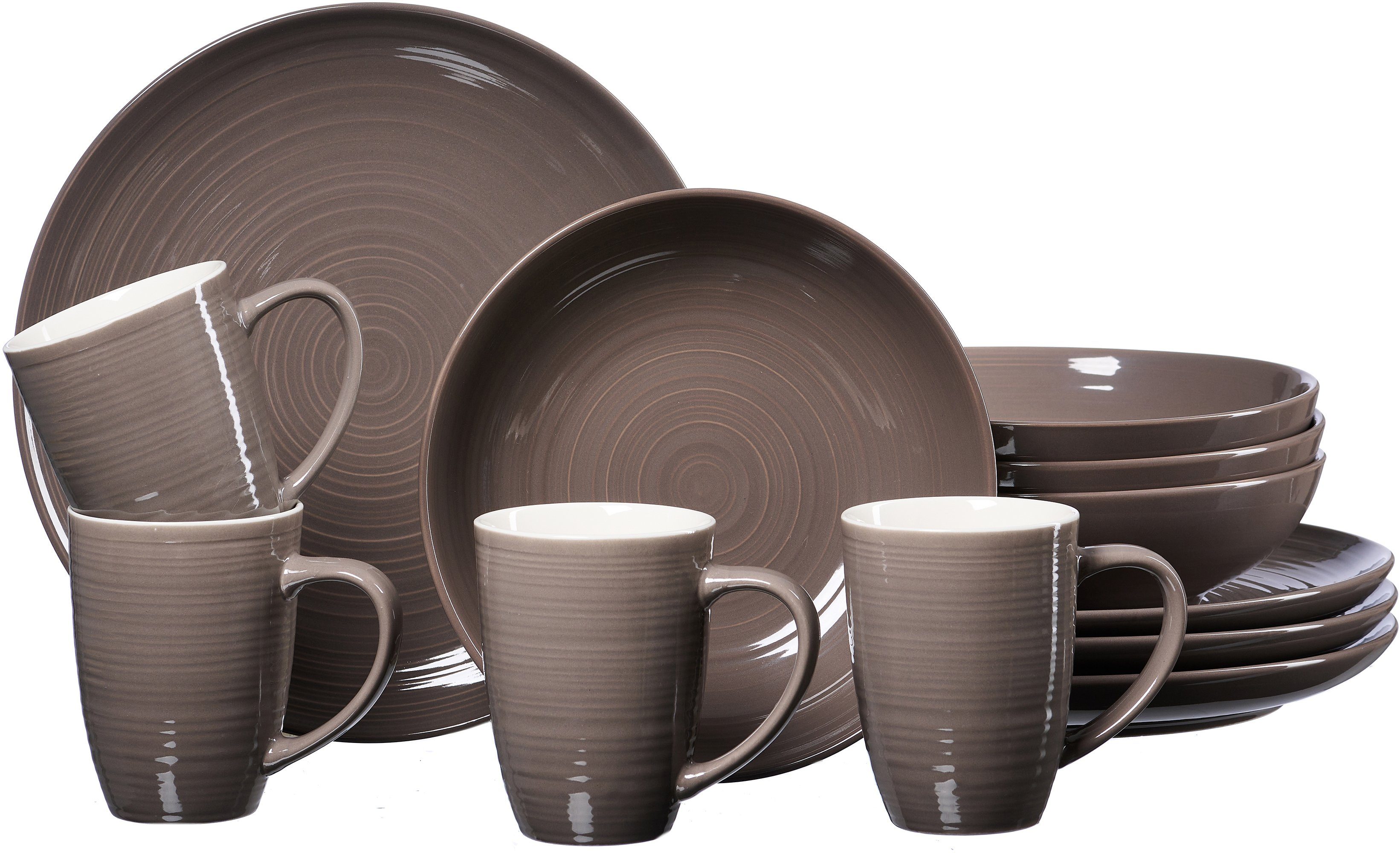 Ritzenhoff & Breker Combi-servies Serviesset, servies Suomi scandinavisch design, 12 delen, voor 4 personen (set, 12-delig) serviezen bruin