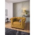 home affaire chesterfield-fauteuil new castle hoogwaardige capitonnage, bxdxh: 104x86x72 cm geel