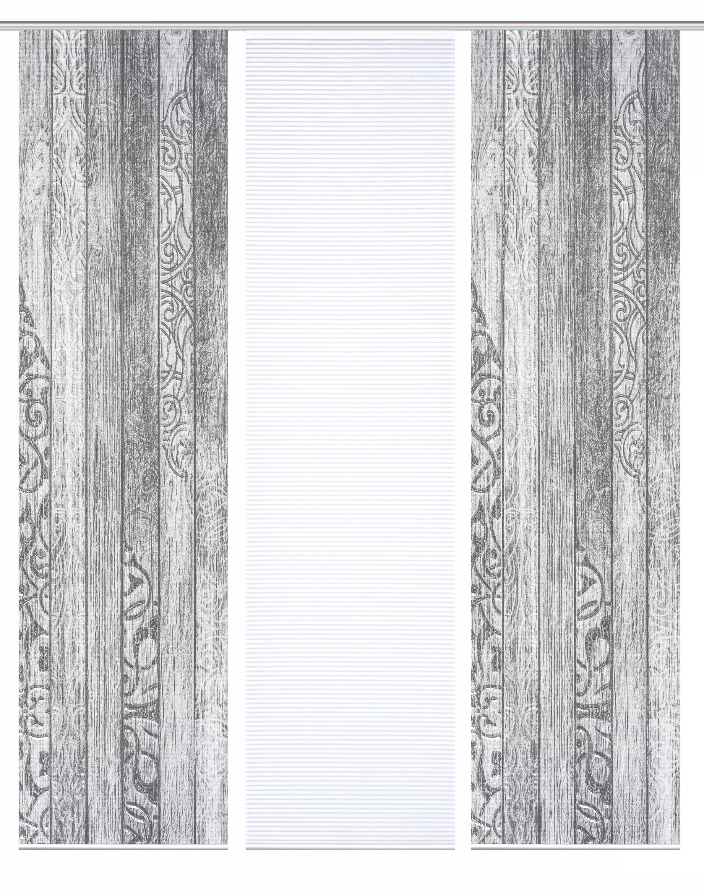 HOME in green Paneelgordijn LEGNO SET DIGITALE PRINT, BAMBOELOOK GERECYCLED (3 stuks)