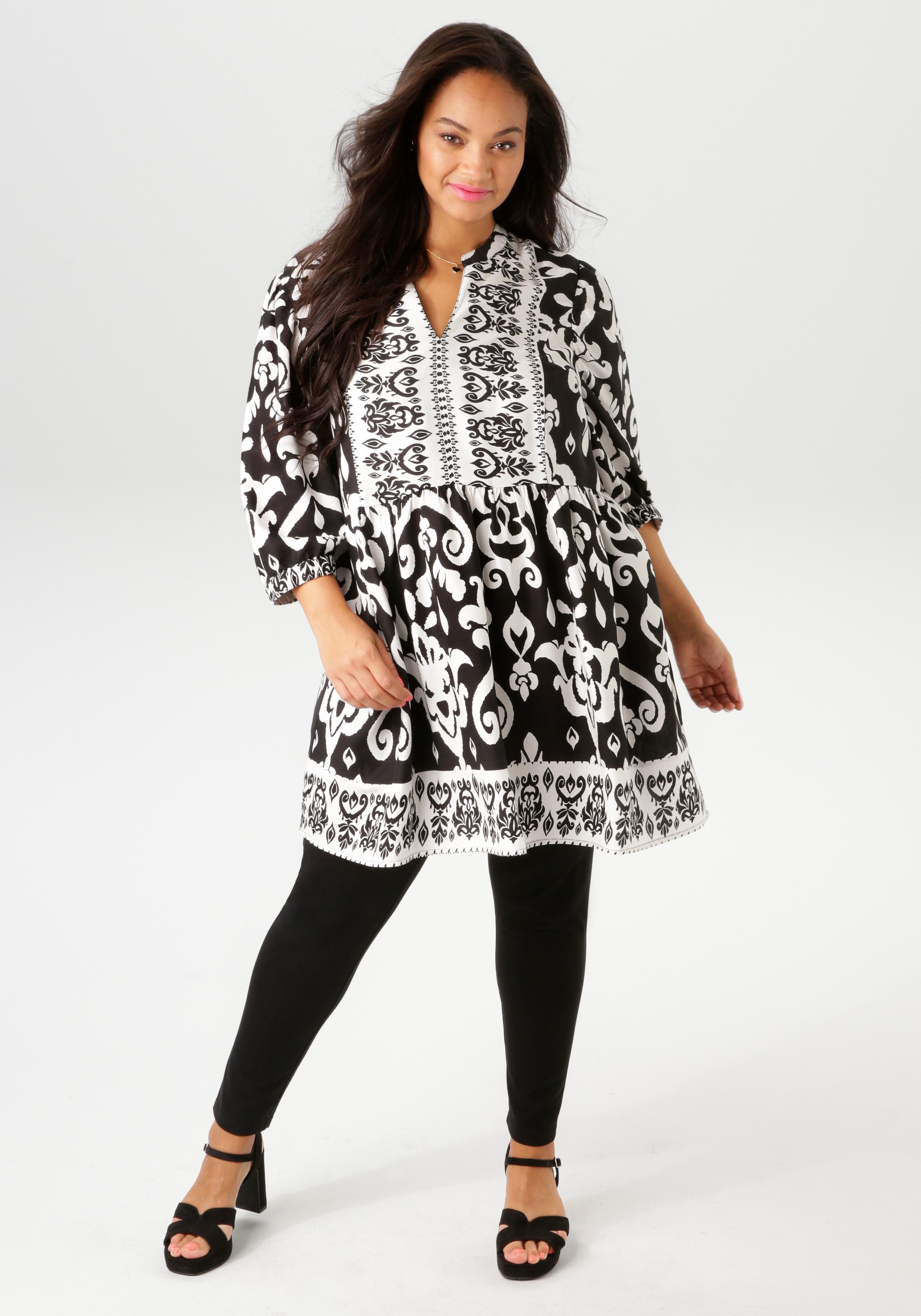 Aniston PLUS Tuniek met contrasterende ornamenten bedrukt - nieuwe collectie