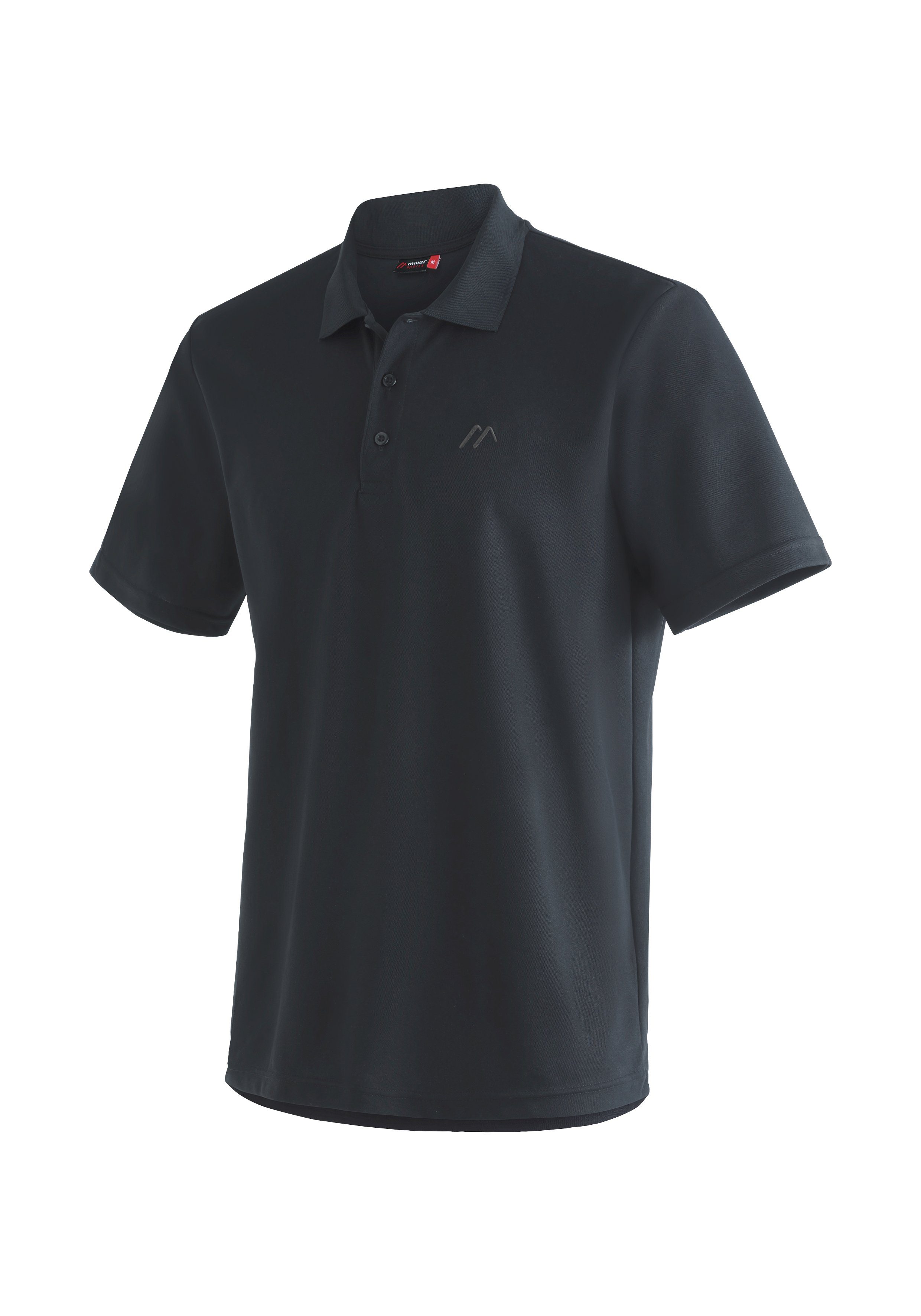Maier Sports Functioneel shirt Ulrich Heren poloshirt, korte mouw vrijetijdsshirt met overhemdkraag, regular fit heren t-shirts maat M zwart