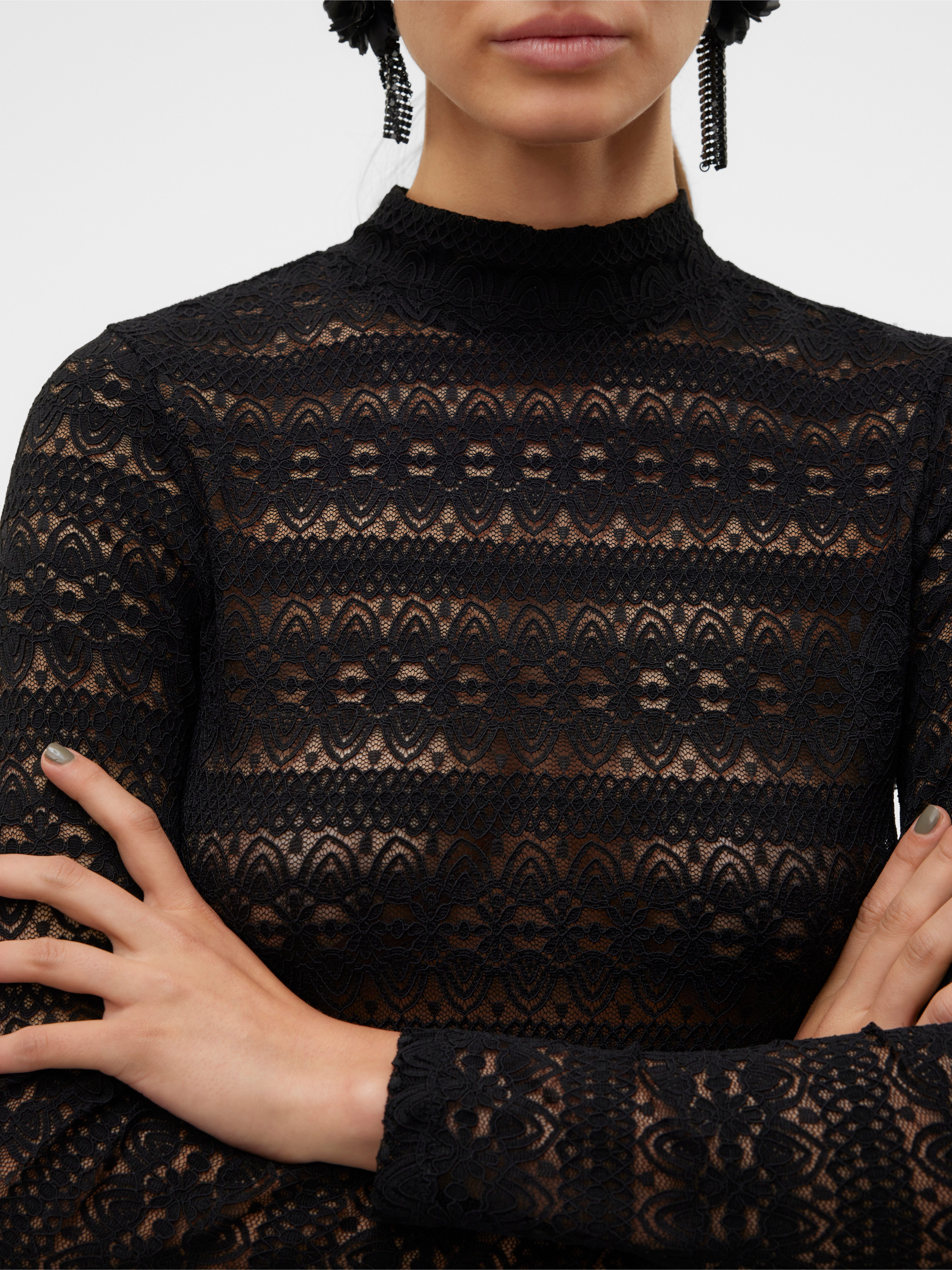 Vero Moda Shirt met lange mouwen VMZOE LS LACE HIGH NECK TOP JRS NOOS