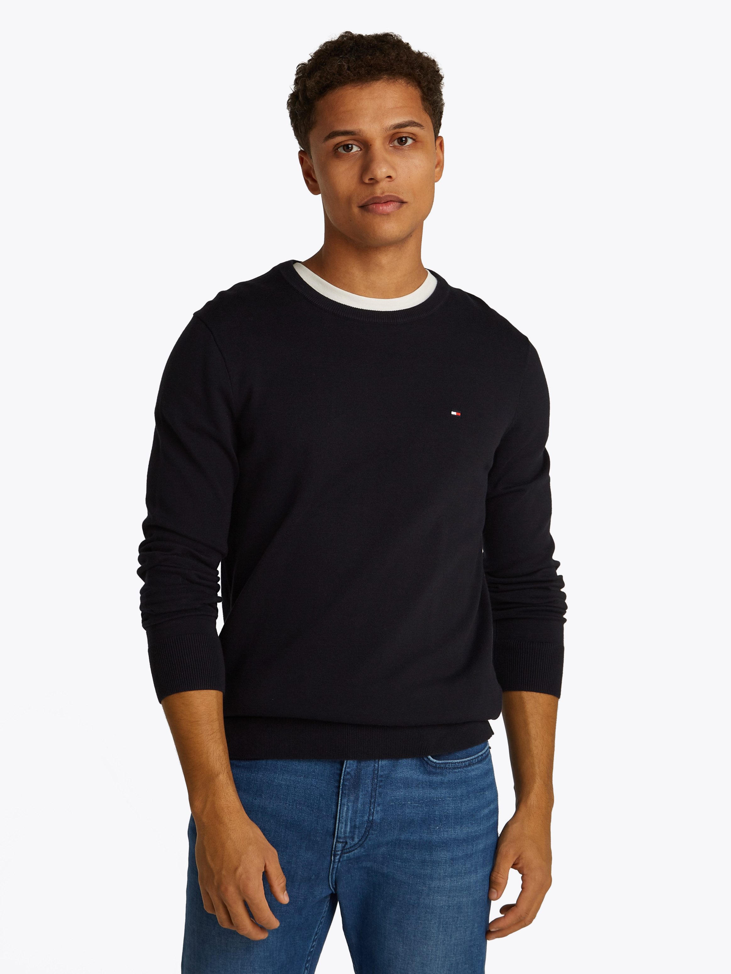 Tommy Hilfiger Trui met ronde hals ESSENTIAL COTTON CREW NECK heren pullovers maat XL blauw