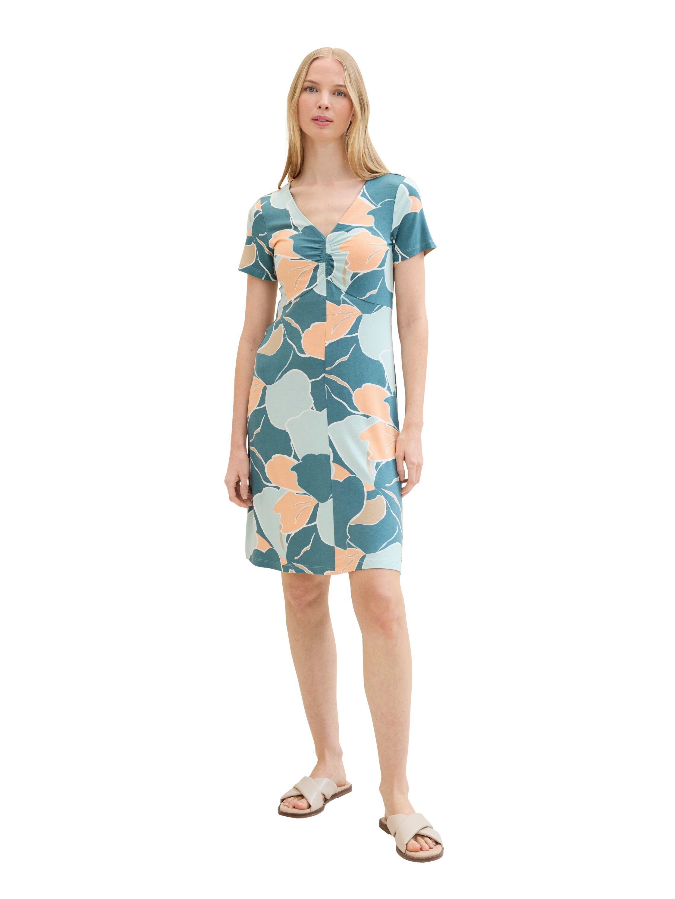 Tom Tailor Mini-jurk met allover-print en v-hals