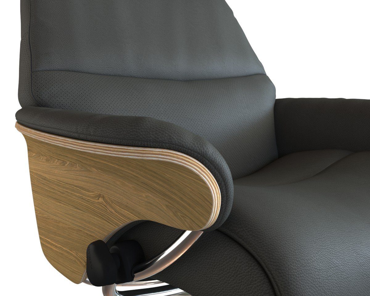 FLEXLUX Relaxfauteuil Aarhus, functionele stoel, gestoffeerde stoel, armleuning, TV-fauteuil, Relaxfunctie & hoofd- en rugverstelling, armleuning eiken, voet aluminium