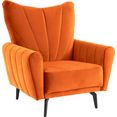 leonique fauteuil chiara met fijne stiksels in vele stofkwaliteiten en kleuren oranje