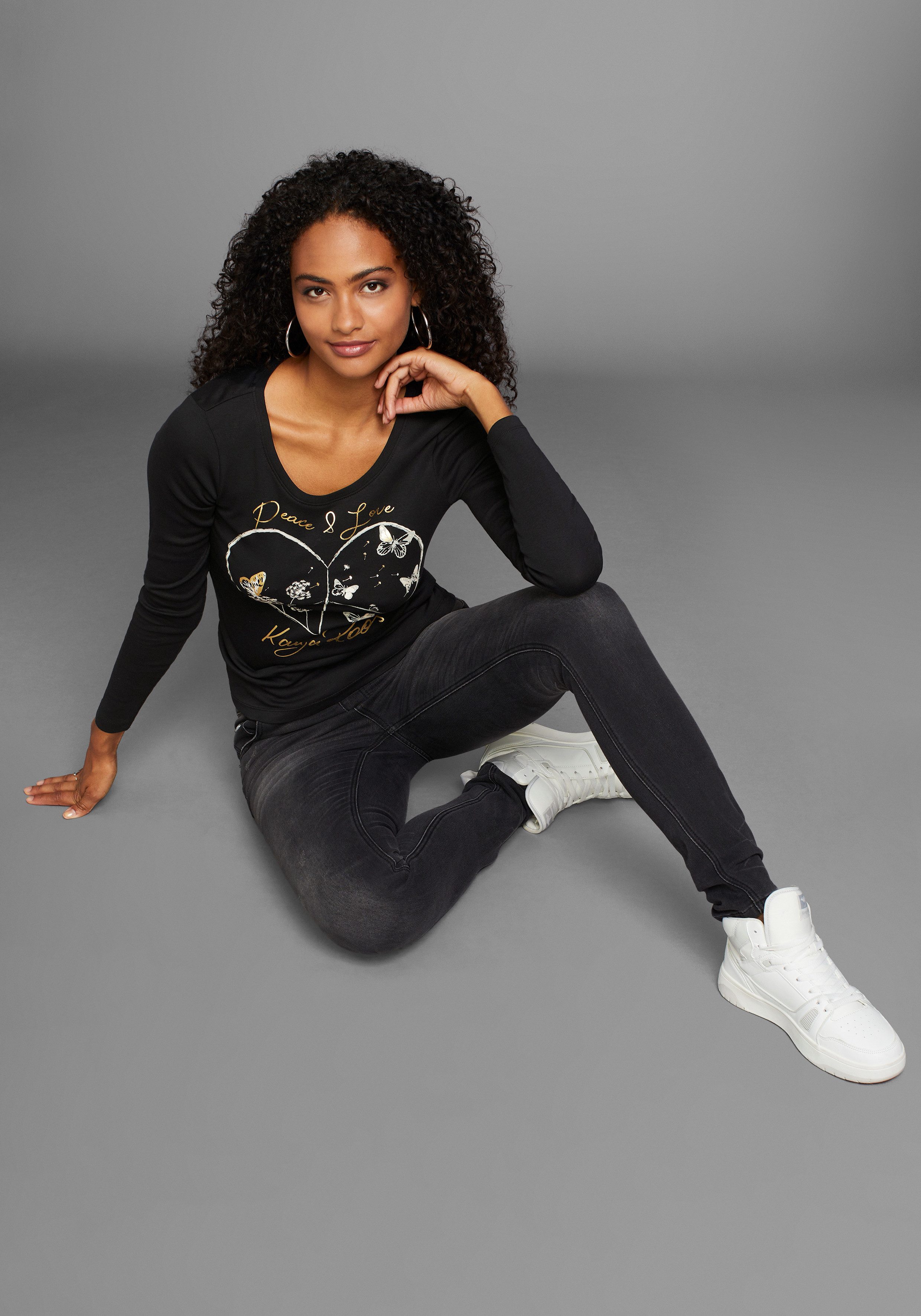 KangaROOS Shirt met lange mouwen met hartprint