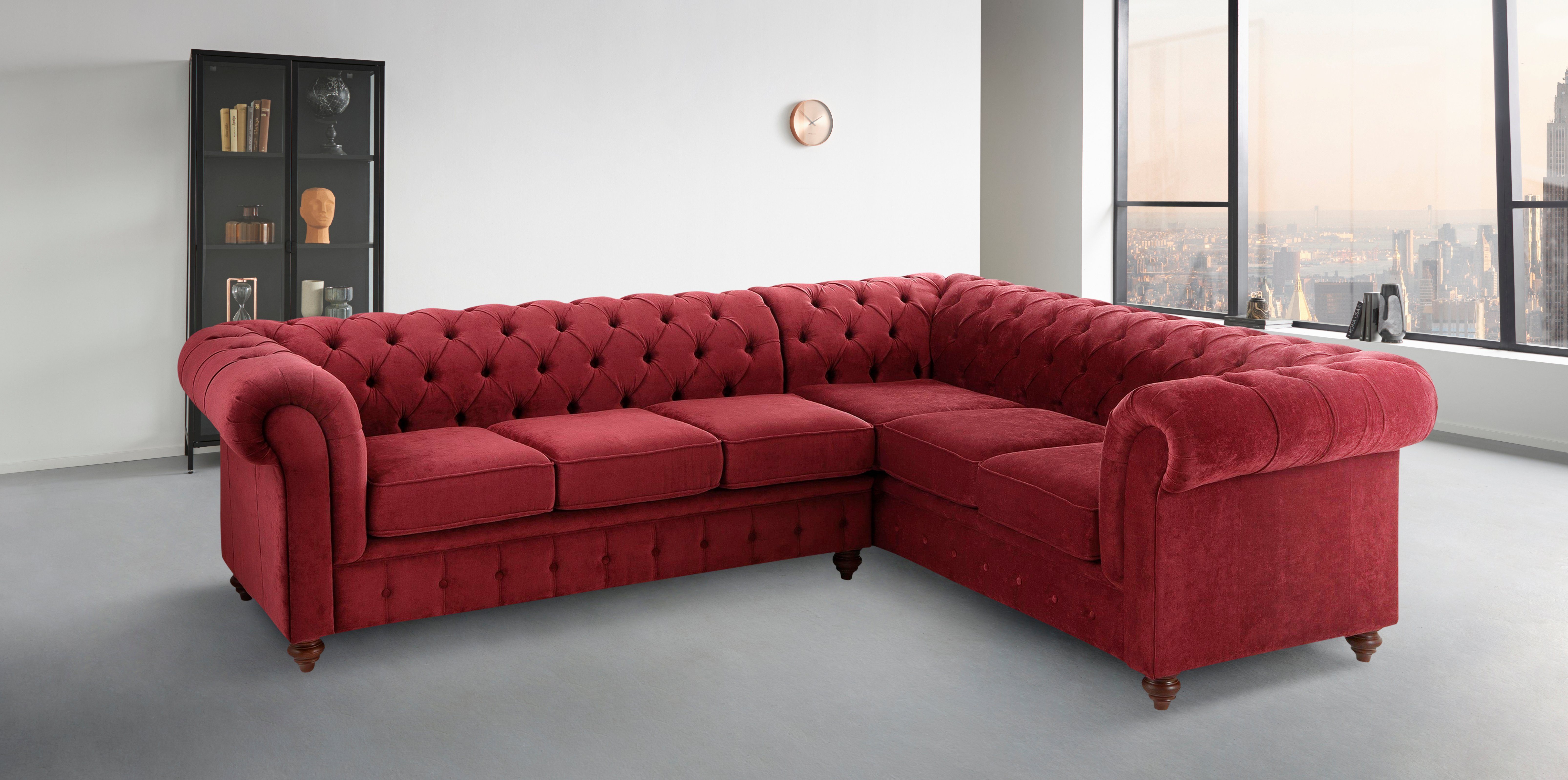 Home affaire Chesterfield-bank Chesterfield hoekbank, ook in leer L-vorm hoogwaardige knoopdetails, langer gedeelte links of rechts naar keuze