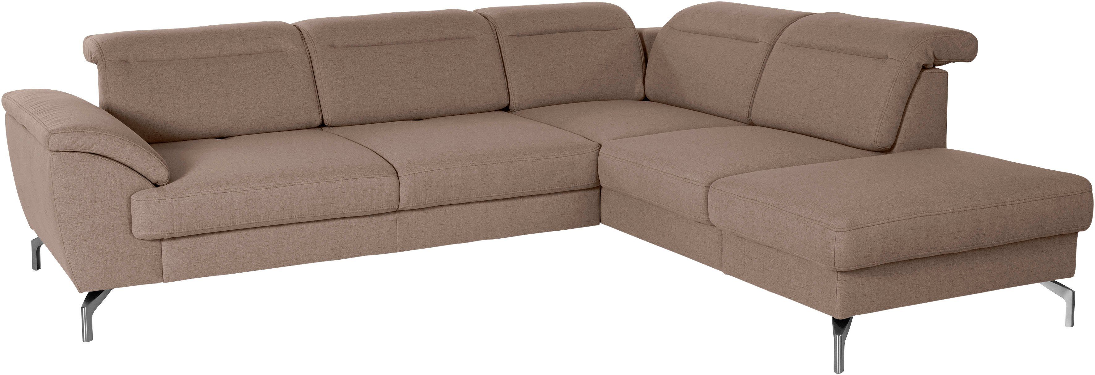 sit&more Hoekbank Percy L-vorm 15 cm poothoogte, zitdiepteverstelling, naar keuze in 2 pootkleuren