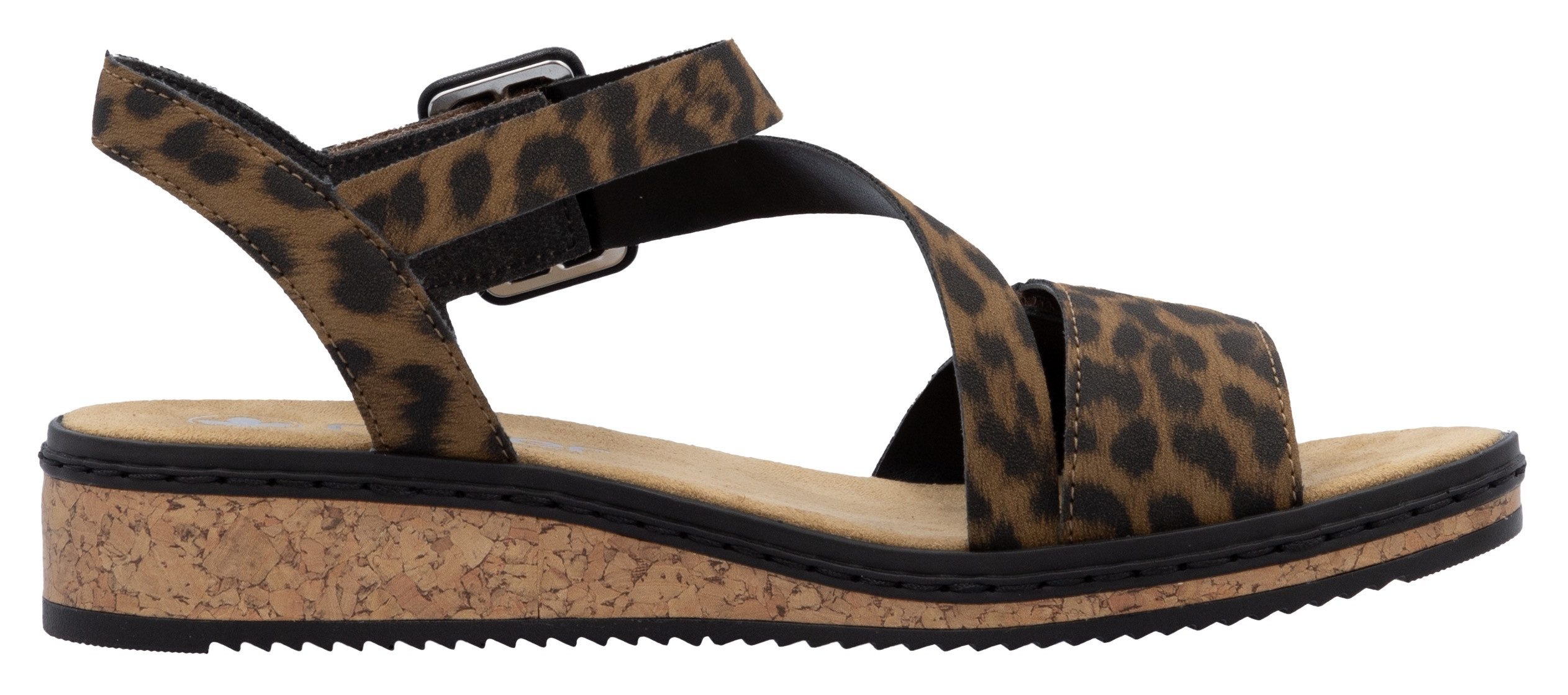 Rieker Sandalen zomerschoen, sandaal, sleehak, met asymmetrische bandjes