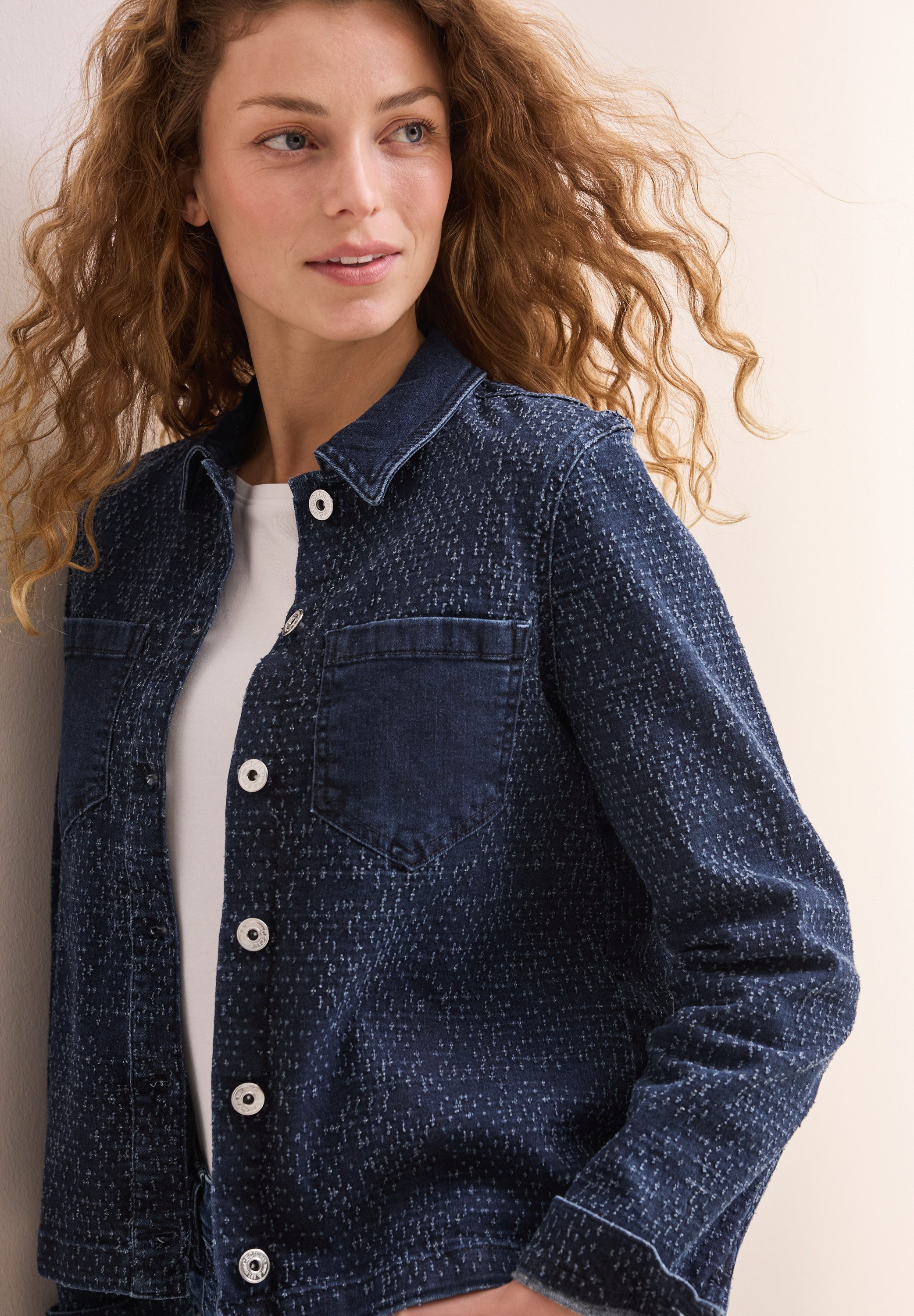 Cecil Jeansjack in bouclé look