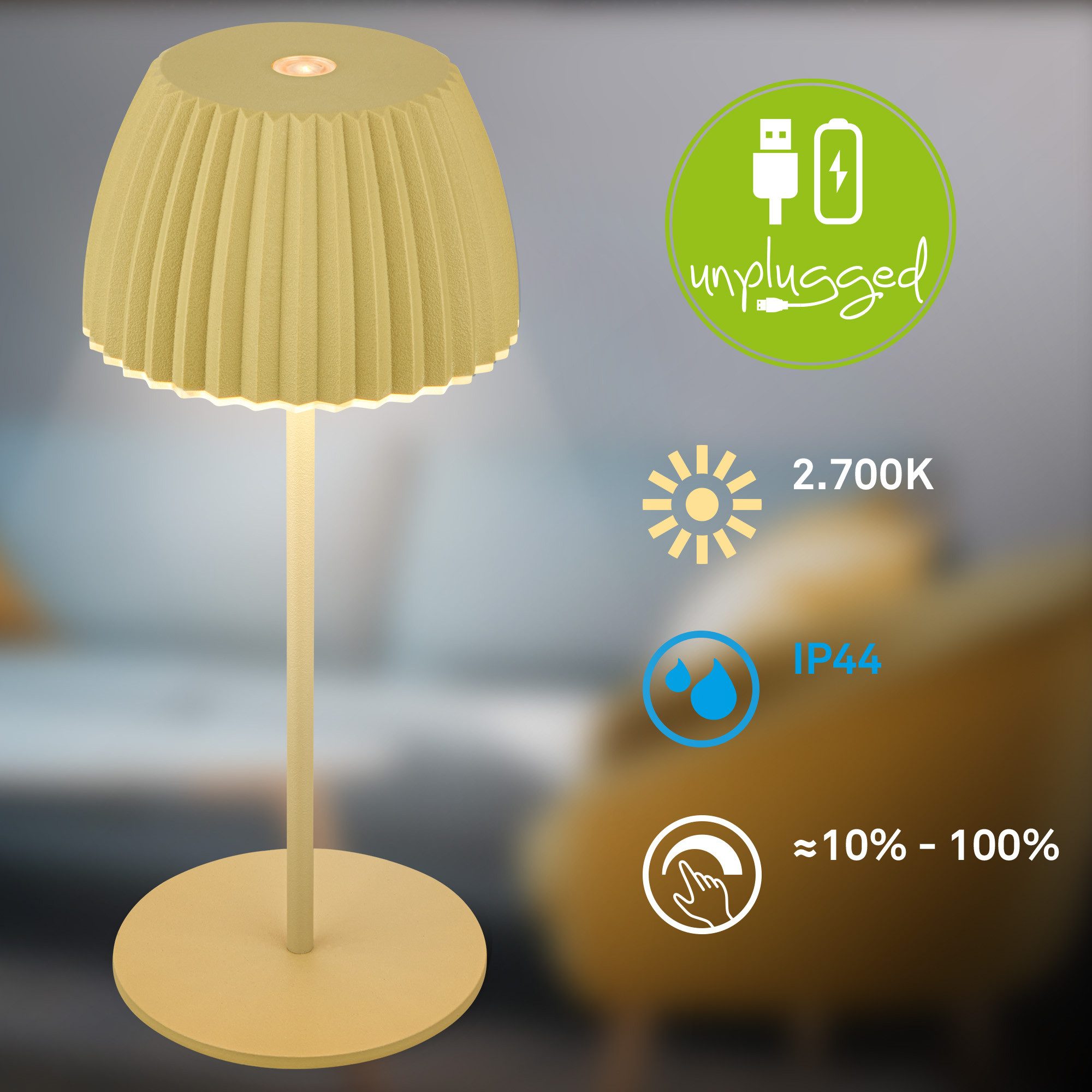 Briloner Leuchten Led-tafellamp Accu LED tafellamp, mini, groen