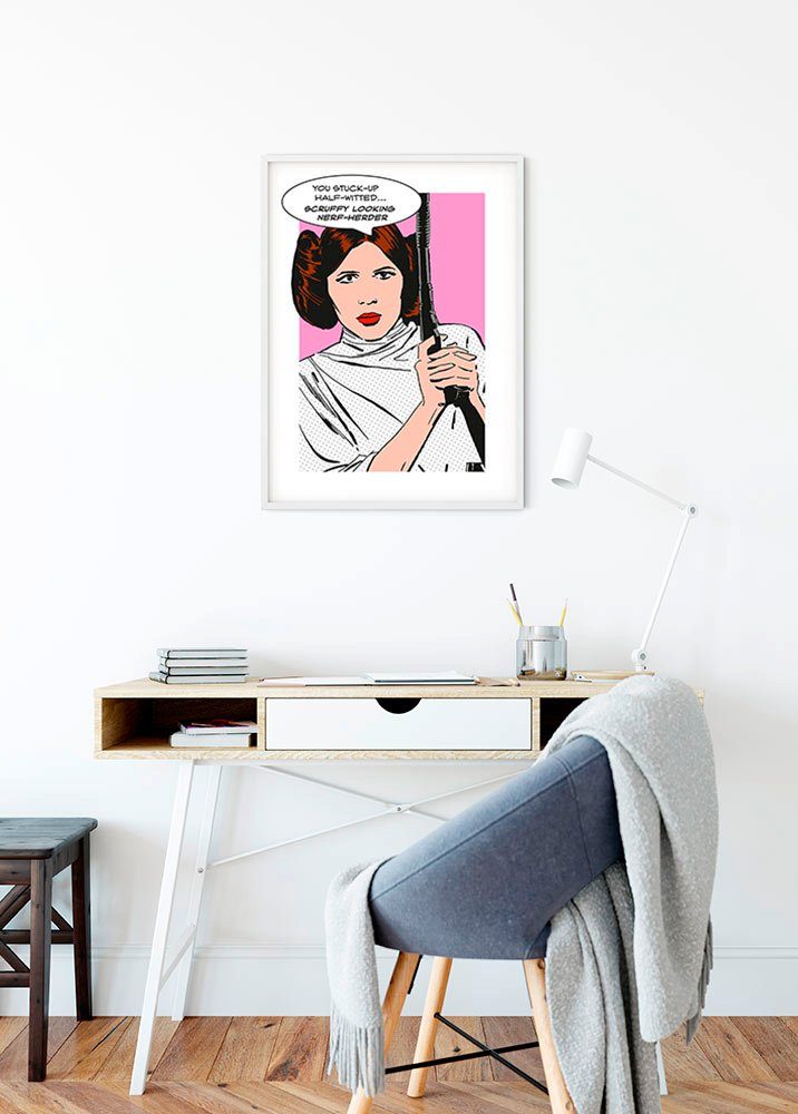 Komar Wanddecoratie Star Wars Classic stripverhaal aandeel Leia Wanddecoratie voor de kinderkamer - zonder lijst (1 stuk)