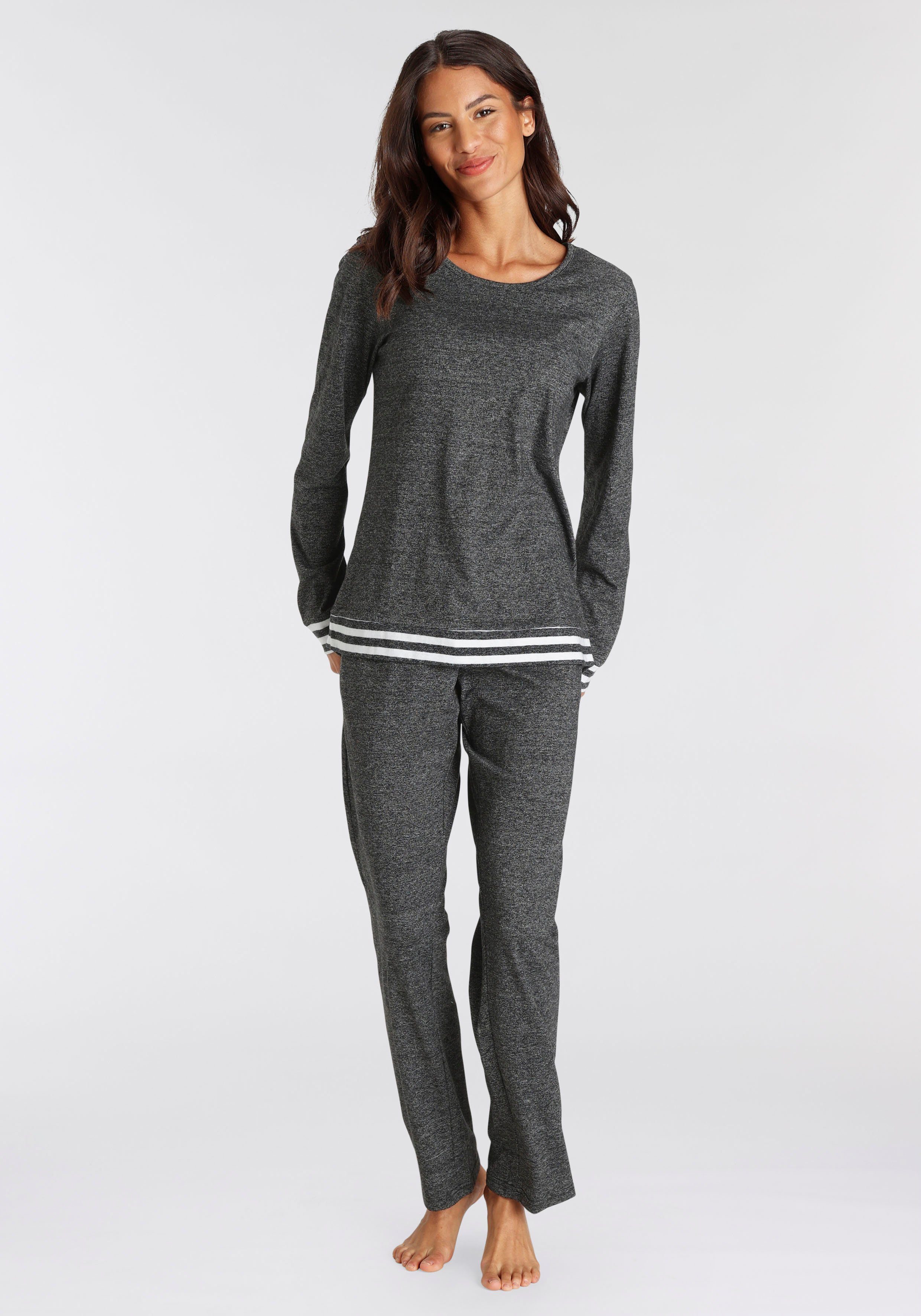 Vivance Dreams Pyjama met gestreepte boorden (2-delig) dames pyjama's maat 44/46 zwart