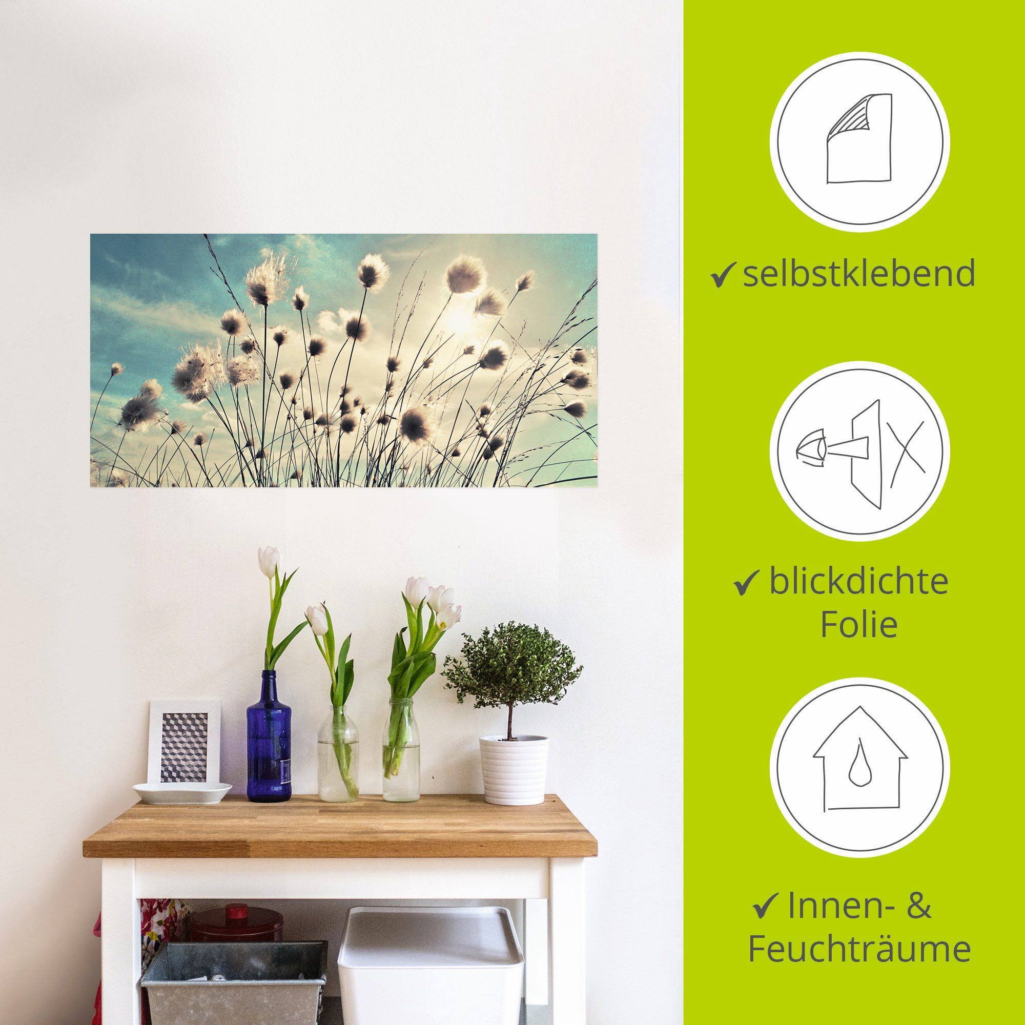 Artland Artprint Wolgras als artprint van aluminium, artprint voor buiten, artprint op linnen, poster, muursticker