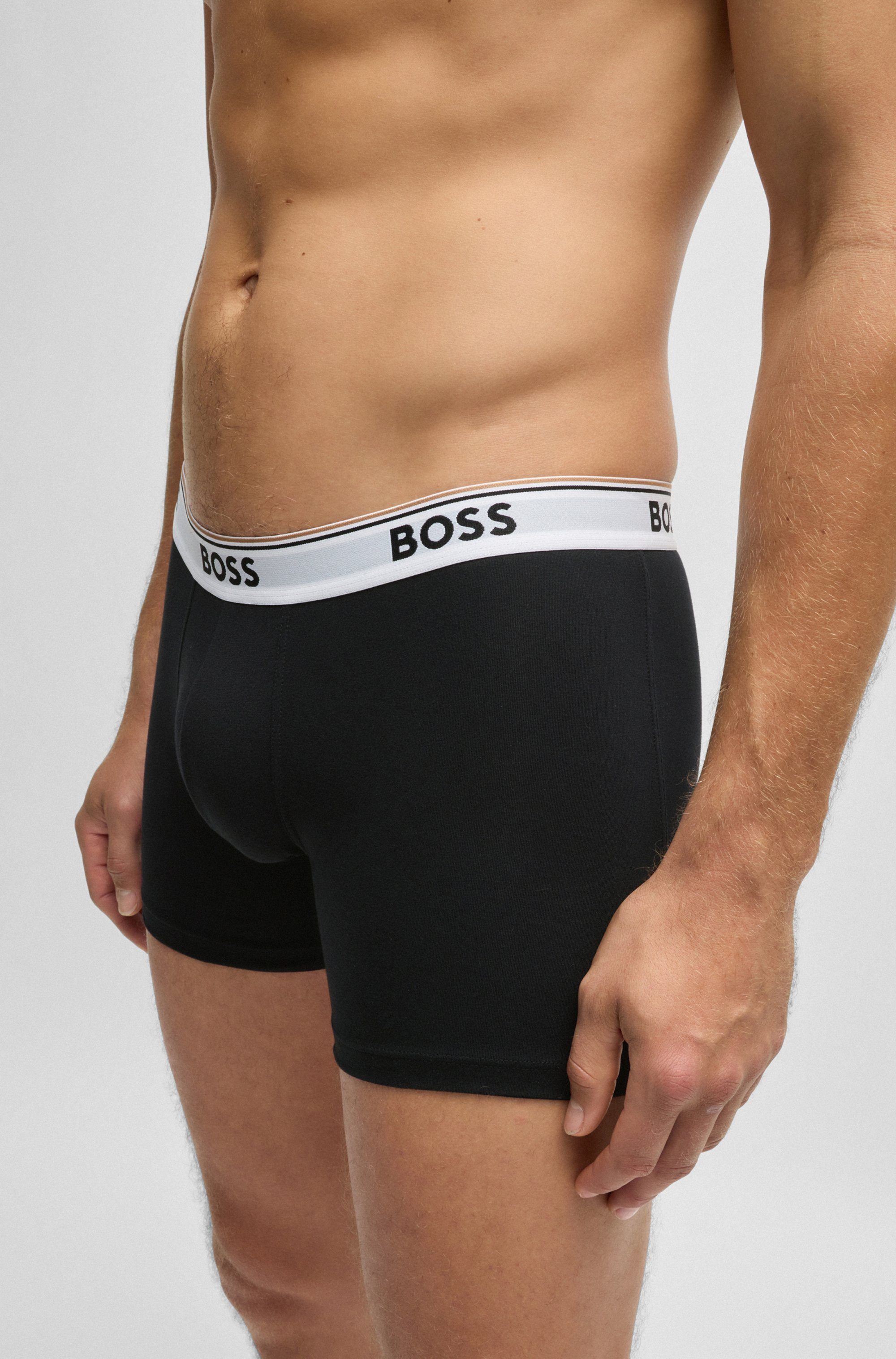 BOSS Lange boxershort BRIEF 3 PACK met in kleur bijpassende weefband (3 stuks)