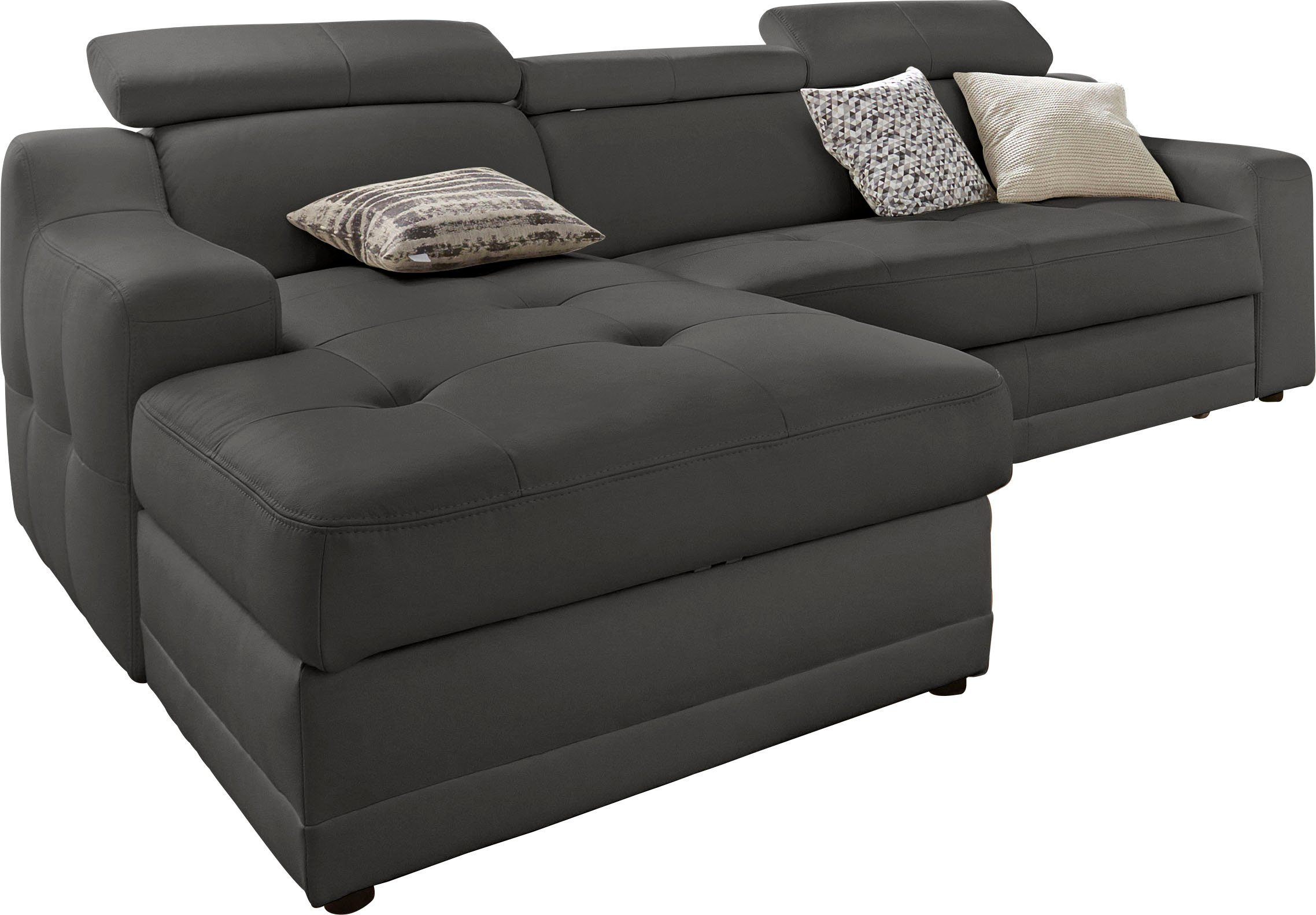 exxpo - sofa fashion Hoekbank Lotos, comfortabel en functioneel, L-vorm met verstelbare hoofdsteun resp. rugleuning, naar keuze met slaapfunctie