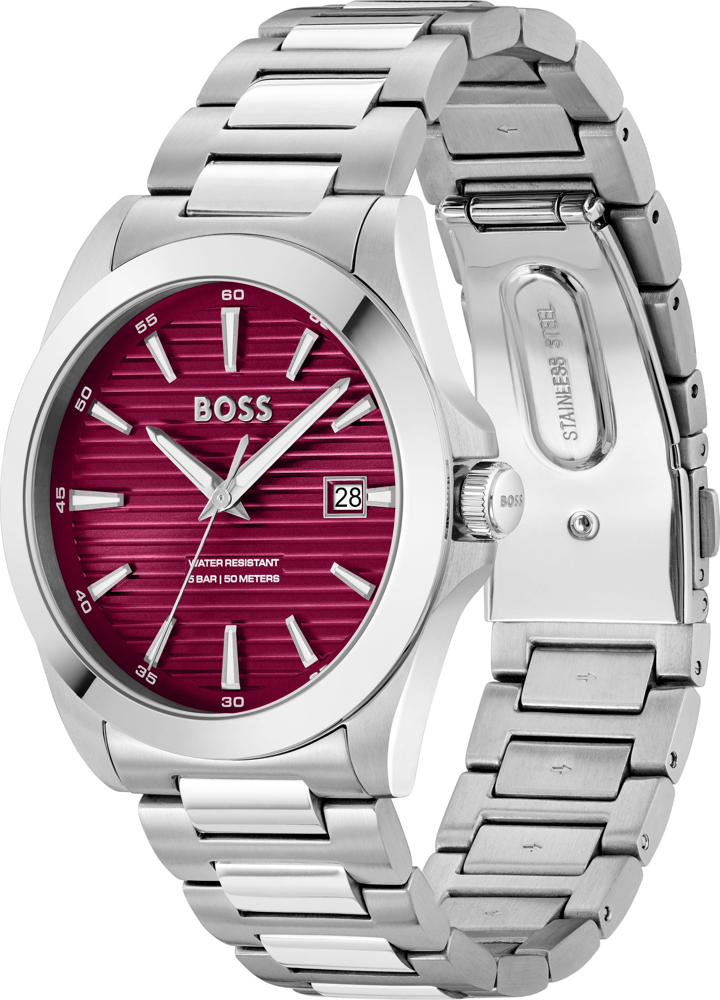 Boss Kwartshorloge Strike Horloge, dameshorloge, herenhorloge, stalen band, analoog, dag