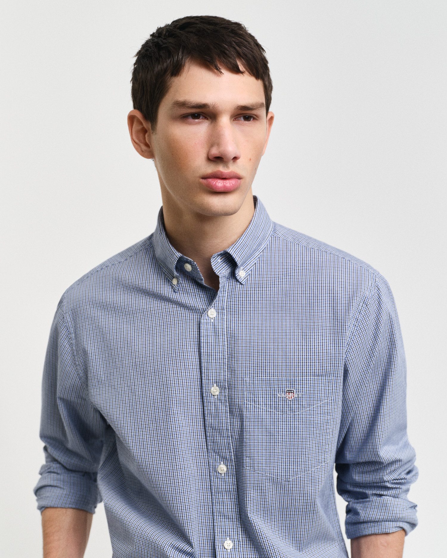 Gant Overhemd met lange mouwen REG POPLIN MICRO GINGHAM SHIRT Regular fit popeline overhemd met Vichy mini-ruit