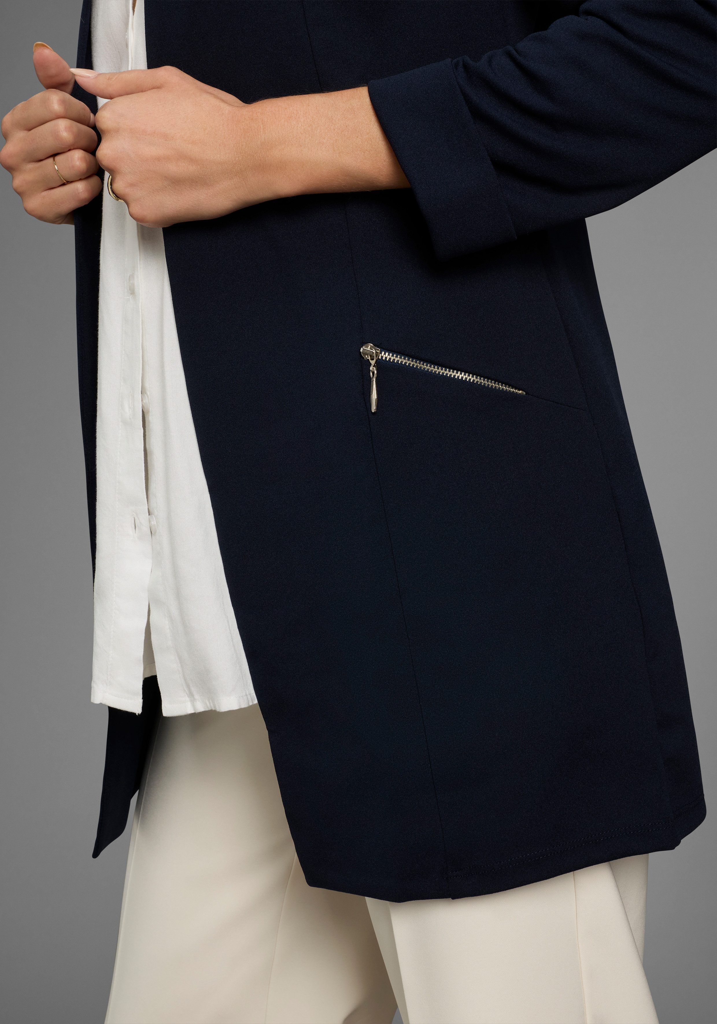 Laura Scott Lange blazer met ritssluitingen