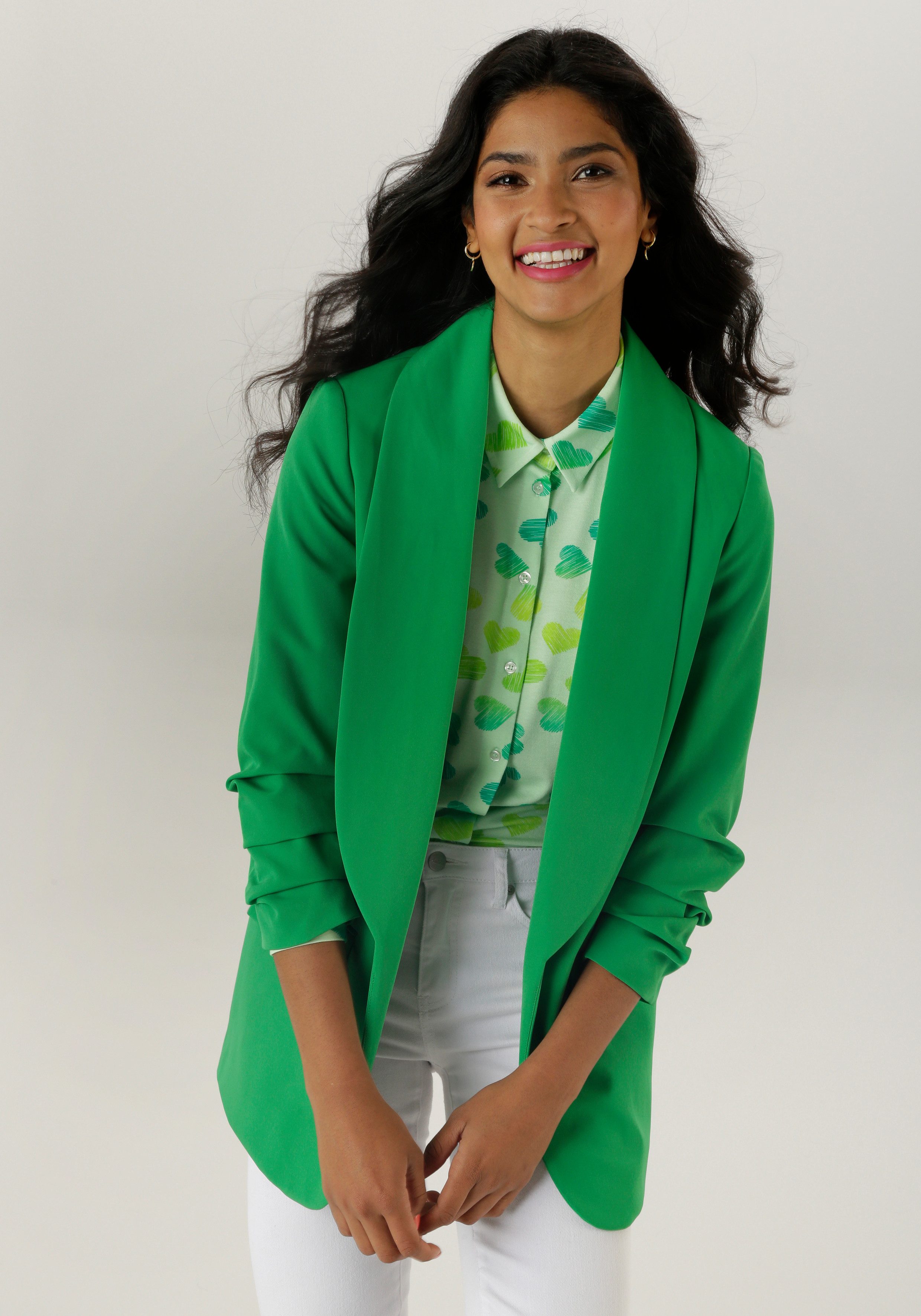 Aniston SELECTED Lange blazer met modieuze reverskraag en gerimpelde mouwen - nieuwe collectie