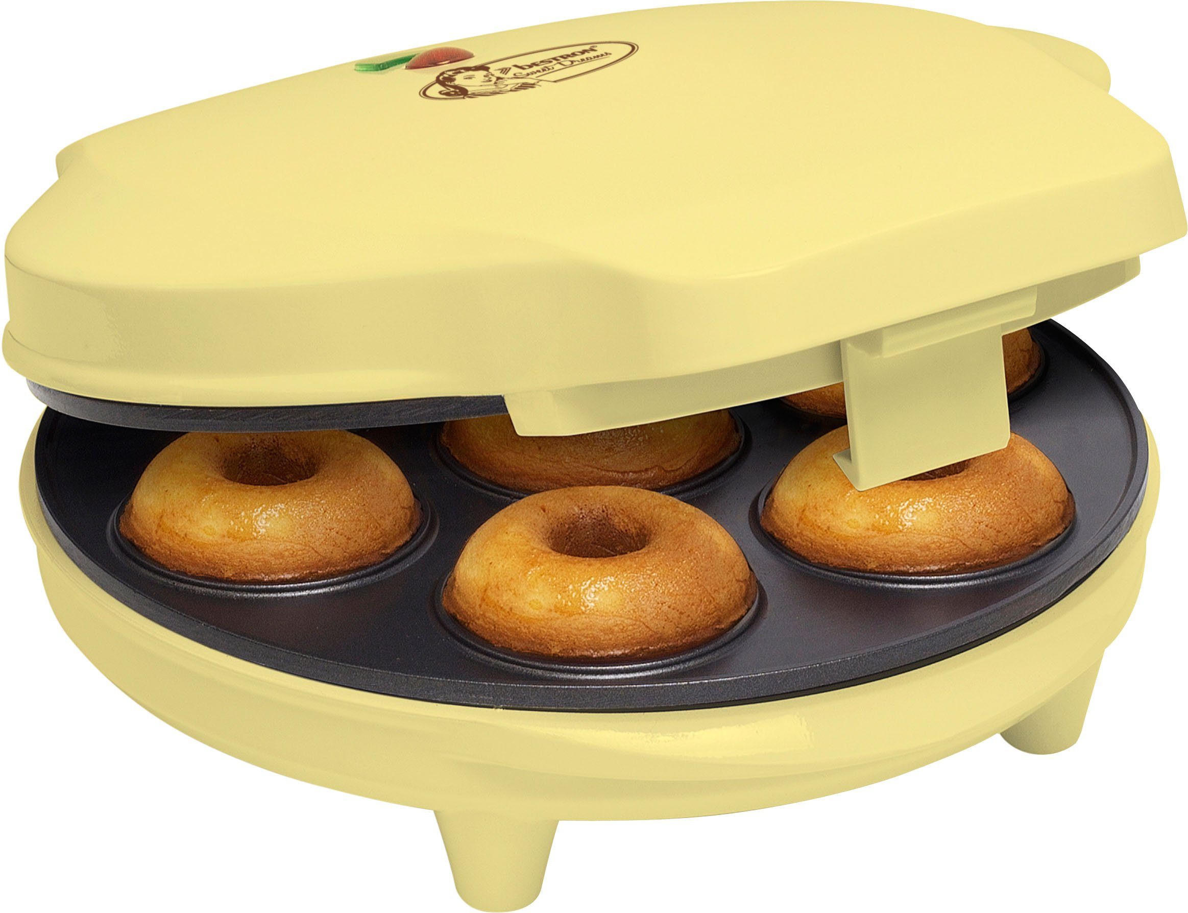 bestron Donut maker ADM218SD Sweet Dreams in retrodesign, antiaanbaklaag, geel