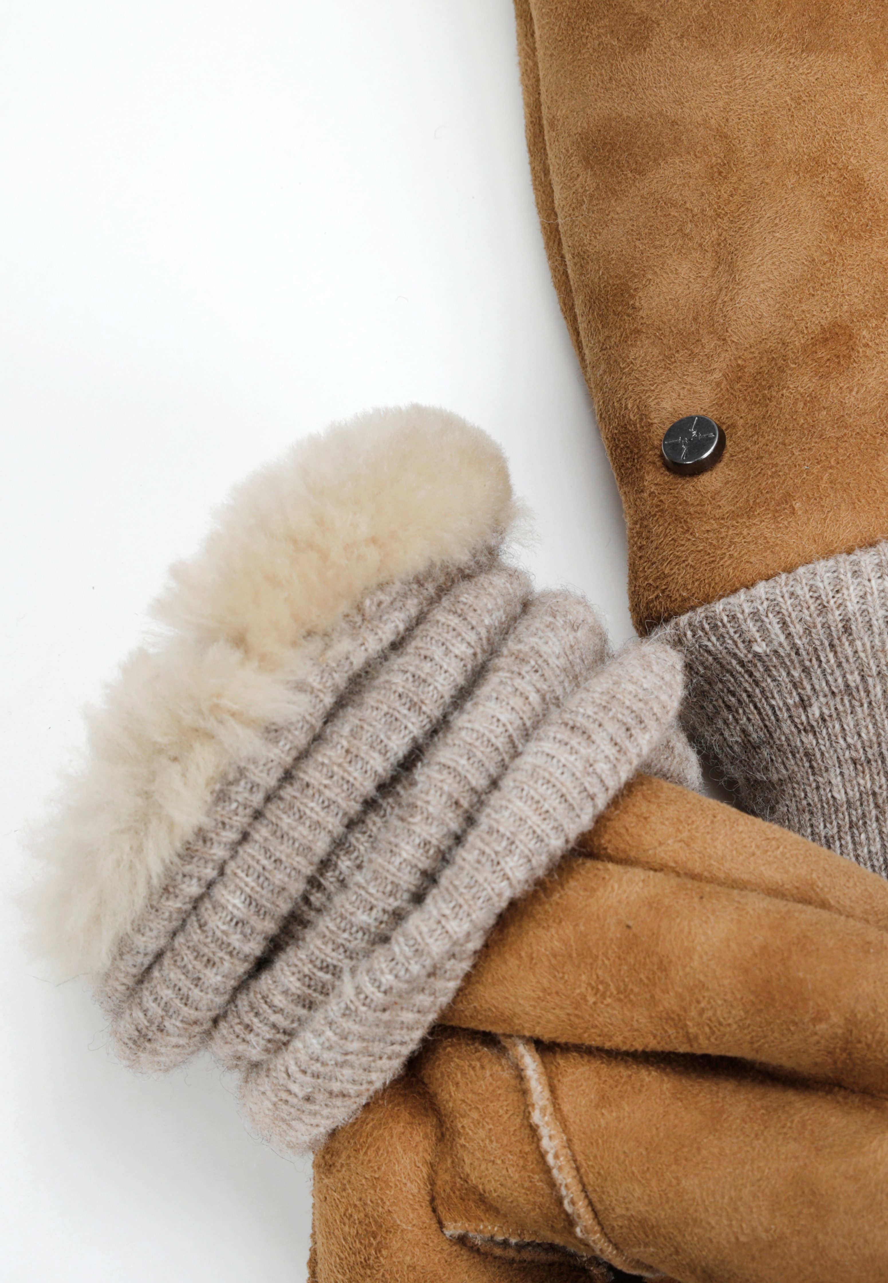 PEARLWOOD Leren handschoenen Crowe Wanten, gebreide boord, warm gevoerd (1 paar)