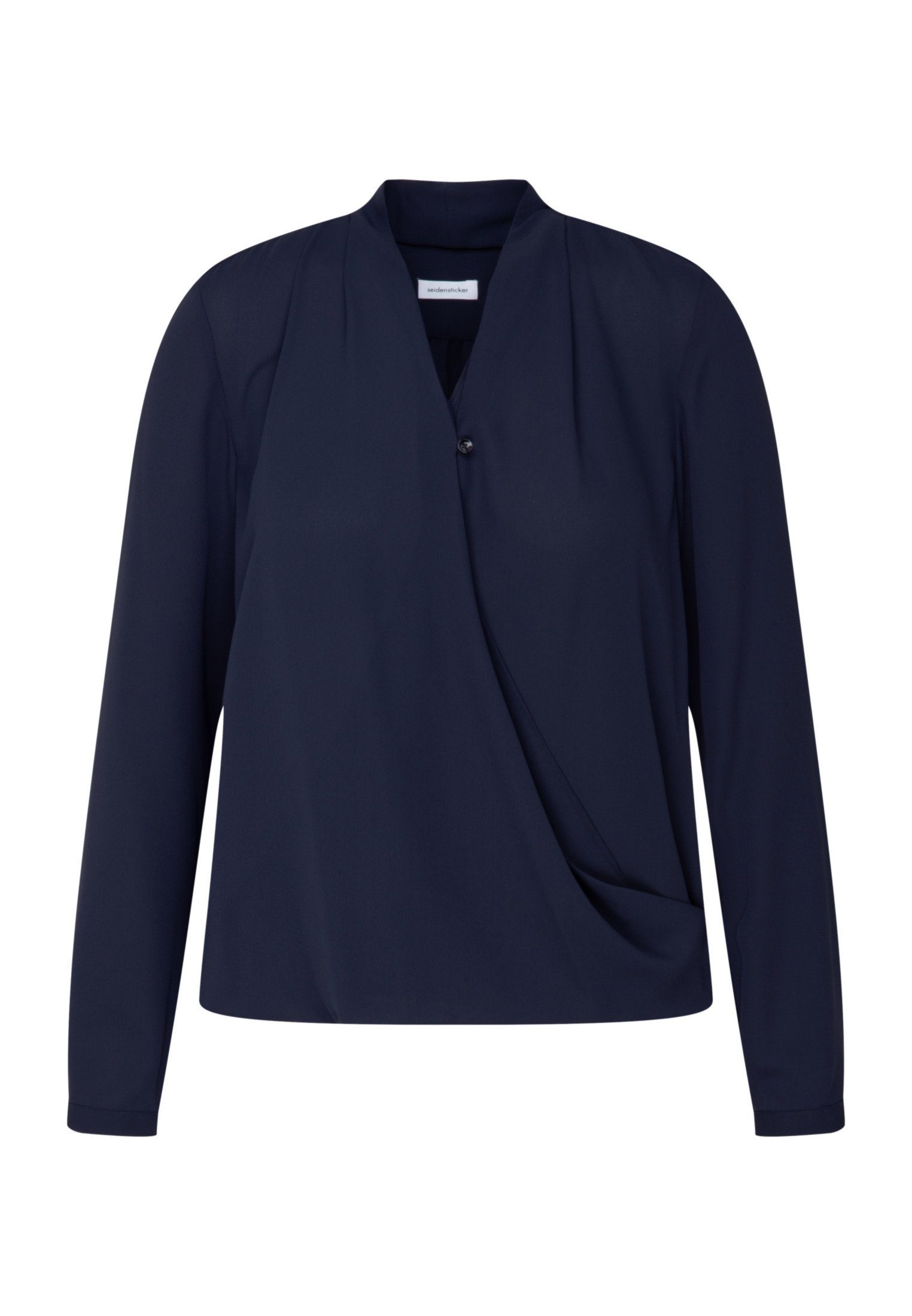 seidensticker Wikkelblouse Zwarte roos Lange mouwen V-hals uni