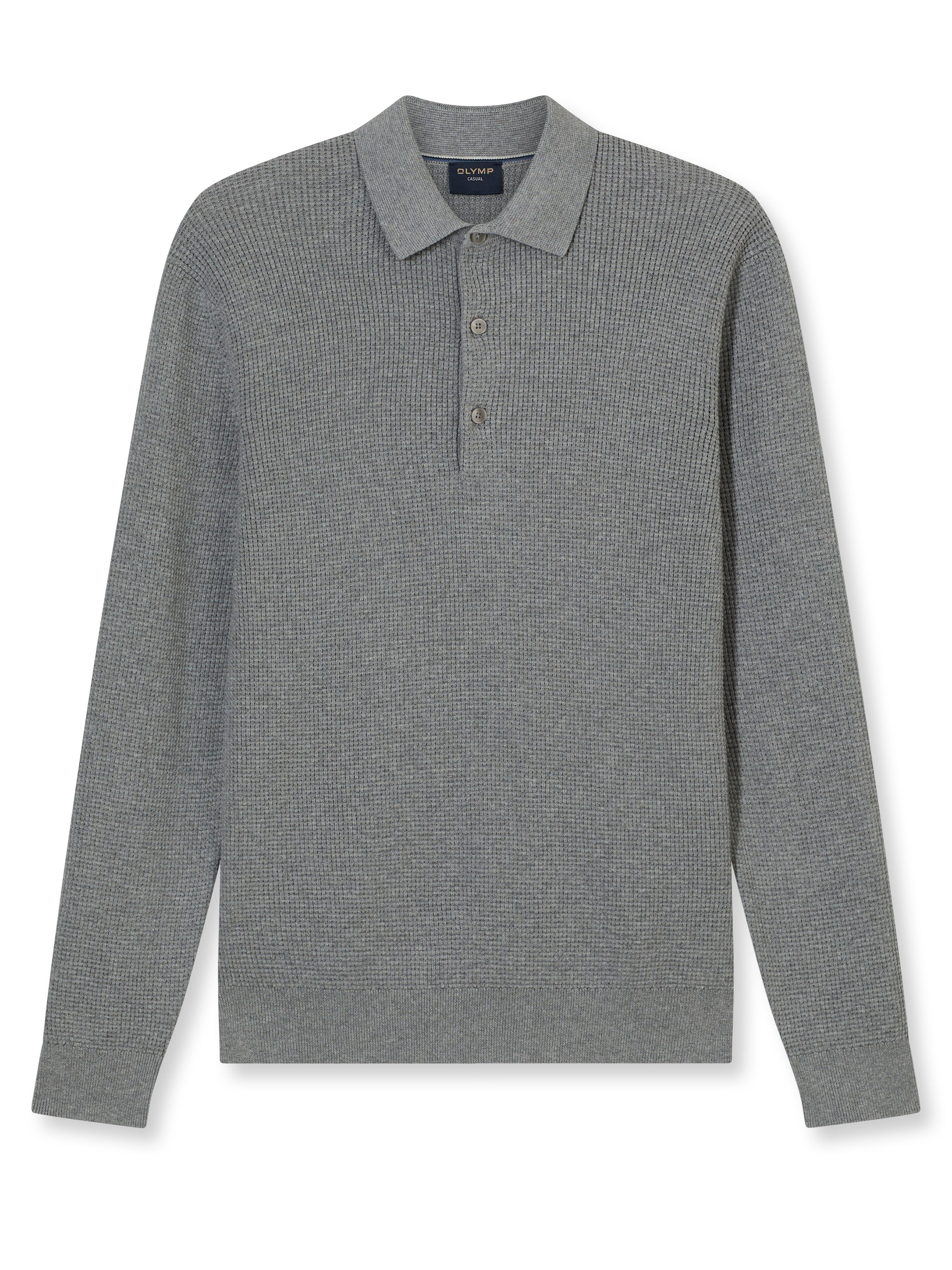 OLYMP Trui met polokraag Waffle Structure Pullover gestructureerd, effen, regular fit, gebreid