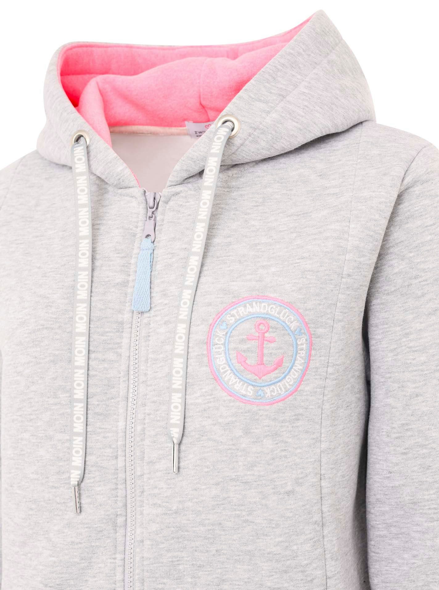 Zwillingsherz Jersey jas Met capuchon, zakken, voor- en achterprint kust zee moin