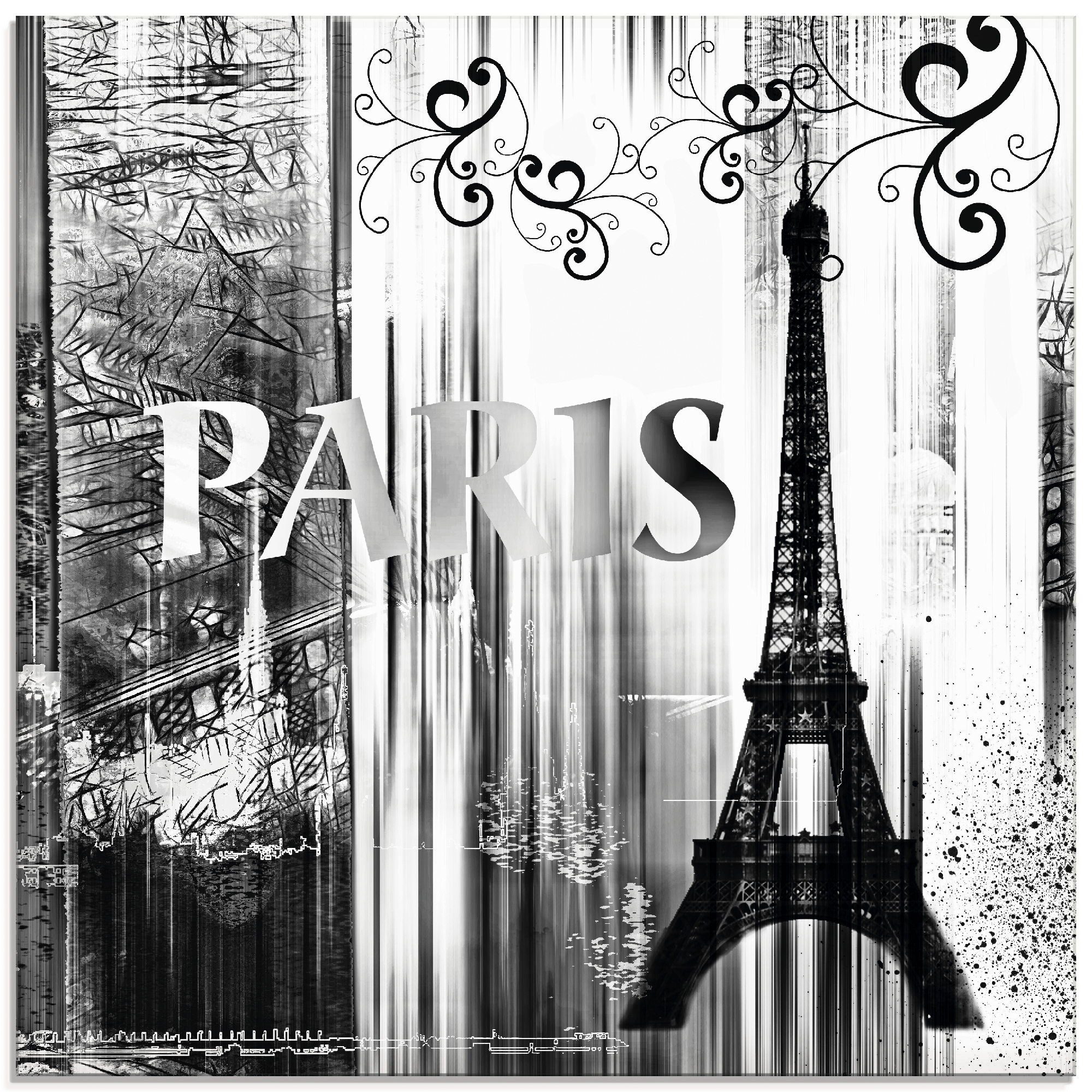 Artland Print op glas Parijs Wereldstad - abstracte collage 04 (1 stuk)