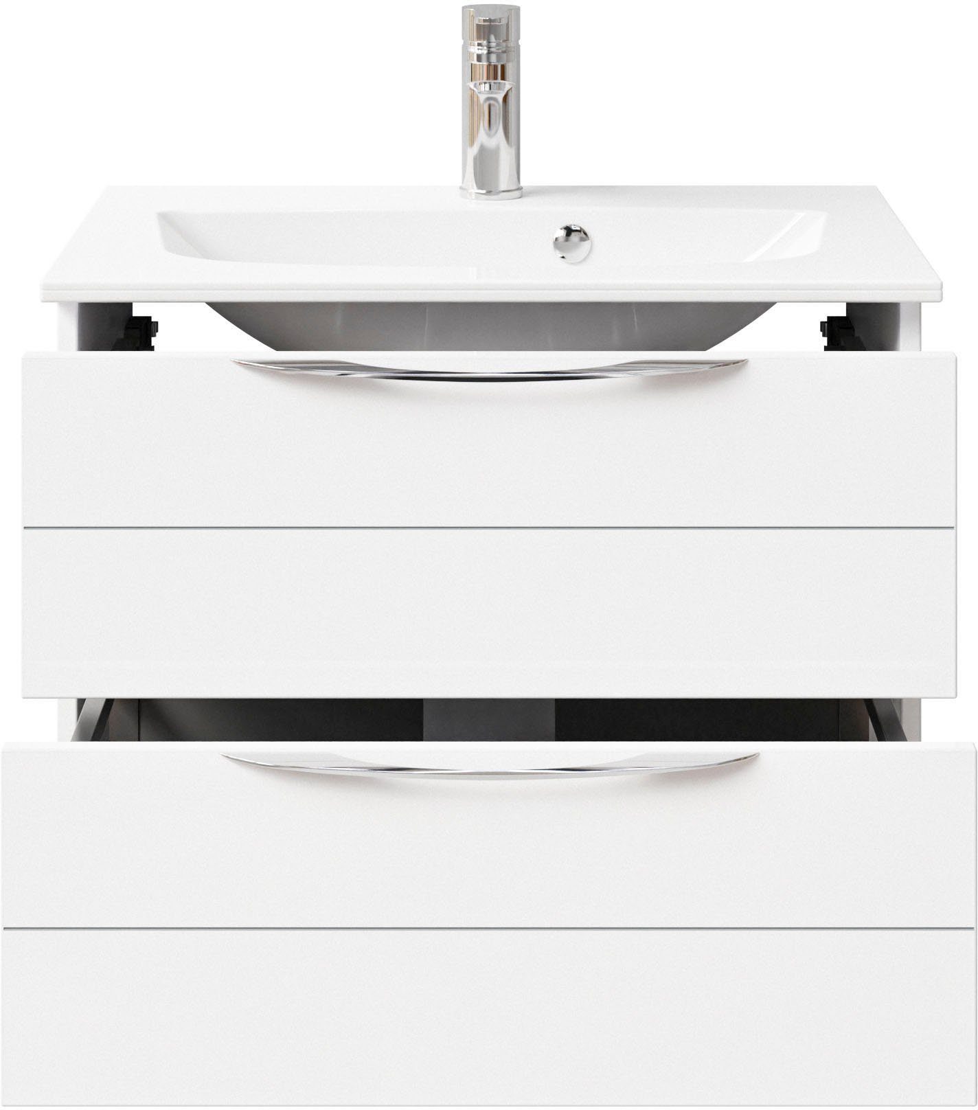 Saphir Wastafelonderkast Serie 6025 mineraalmarmeren wastafel met onderkast, 67 cm breed (2-delig)
