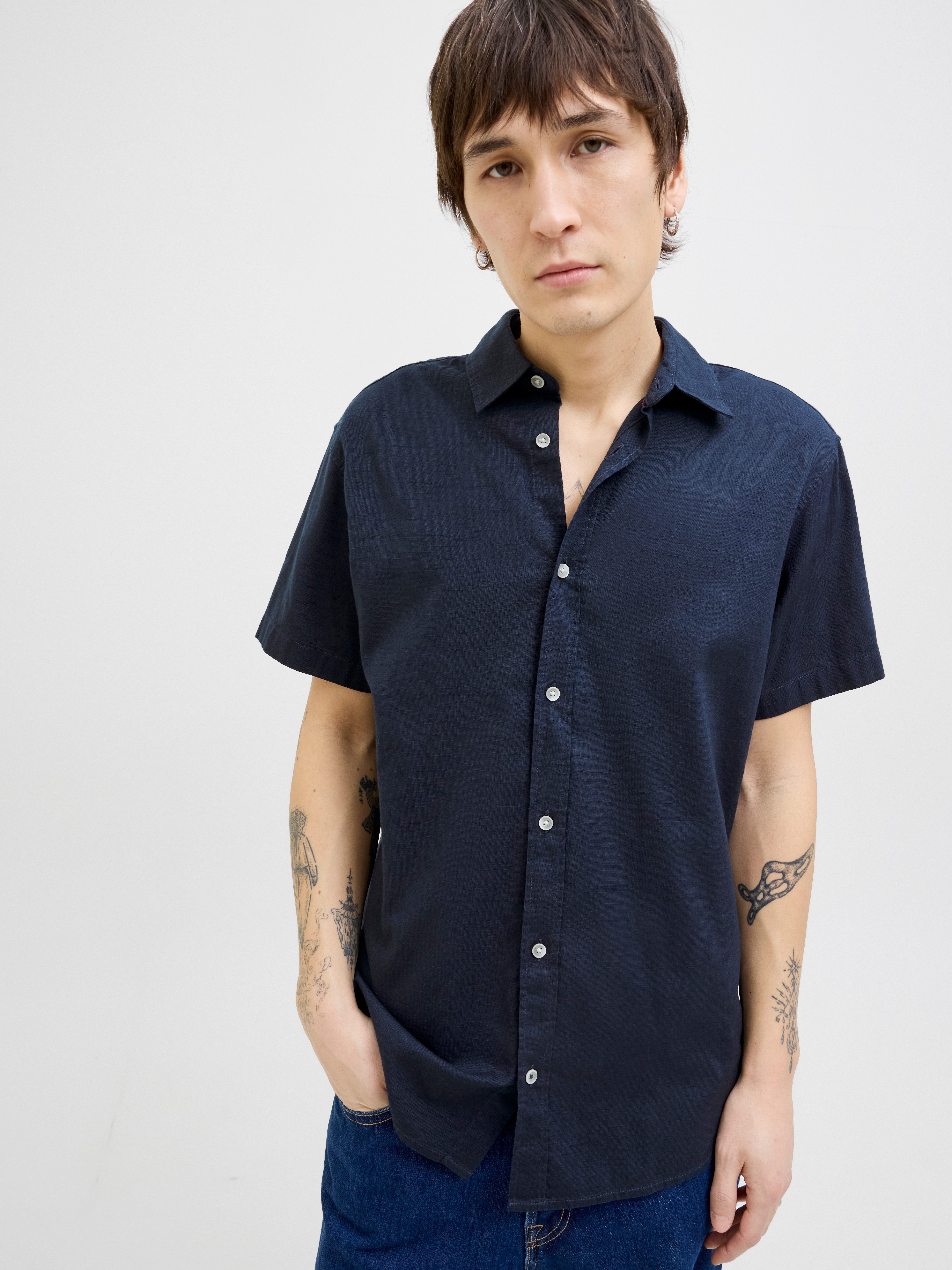 Jack & Jones Overhemd met korte mouwen JJPIERRE SLUB SHIRT SS