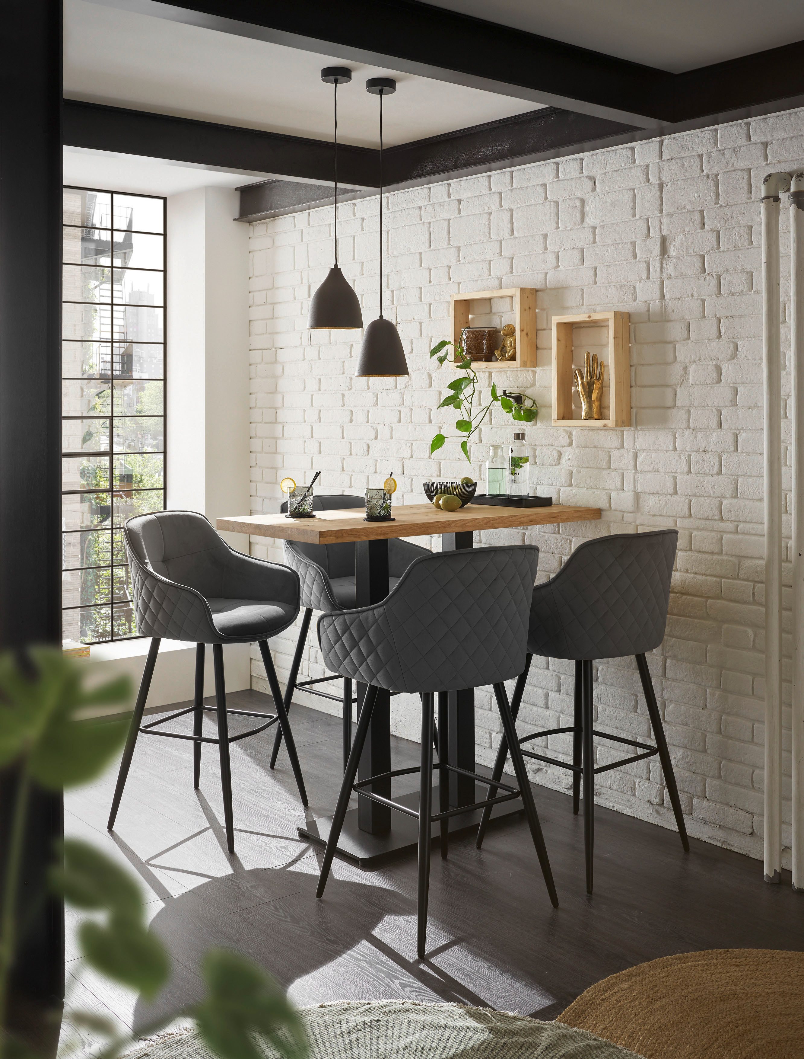 Stolkom Bartafel Jay eik massief hout geolied, hoge tafel BxHxD 120x104x60 cm