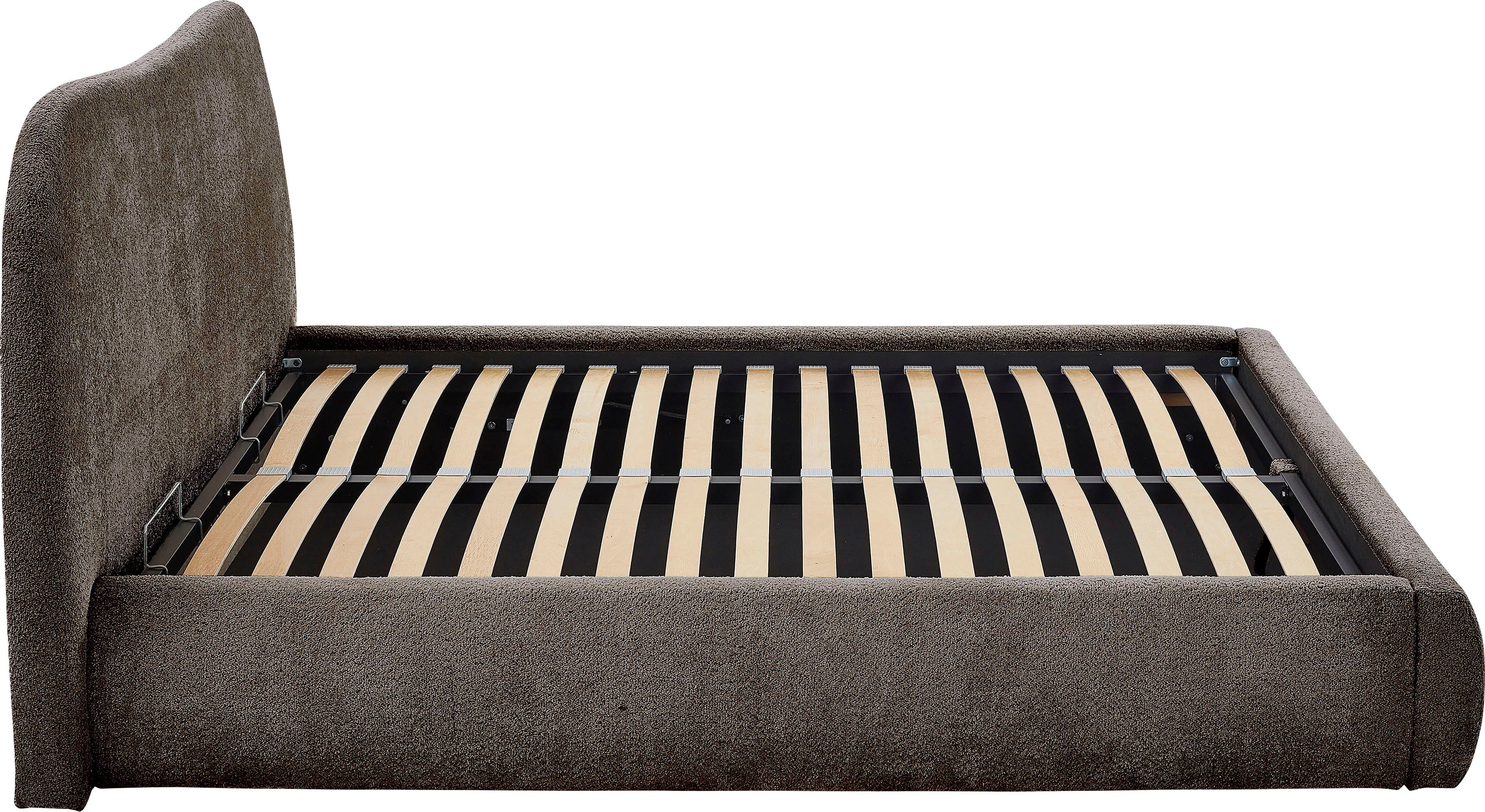 ATLANTIC home collection Gestoffeerd bed Sophie met of zonder opbergruimte, hoogwaardige bouclé bekleding