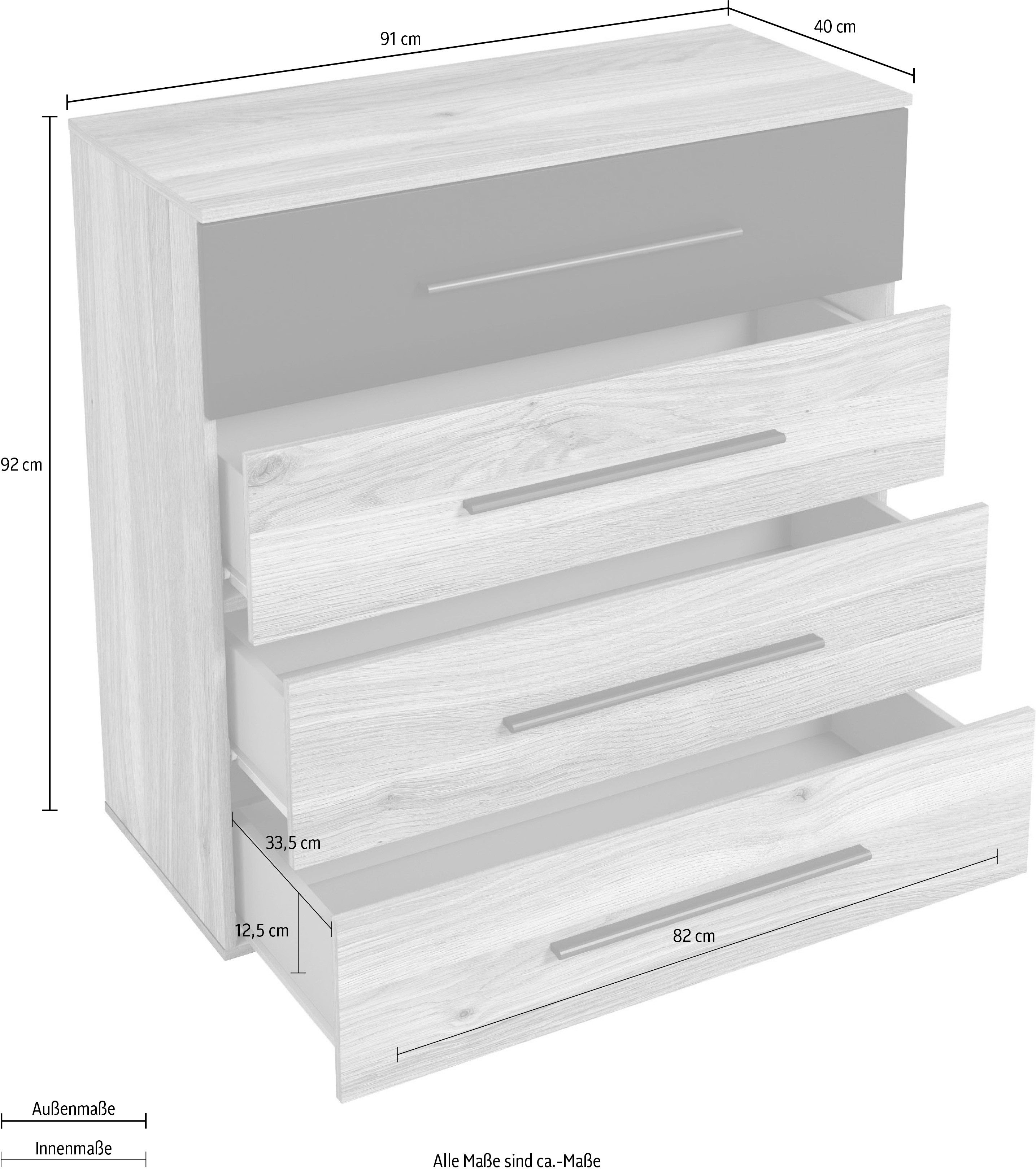 INOSIGN Kast Faweza, Breedte 91 cm, Ladekast, Sideboard met lades