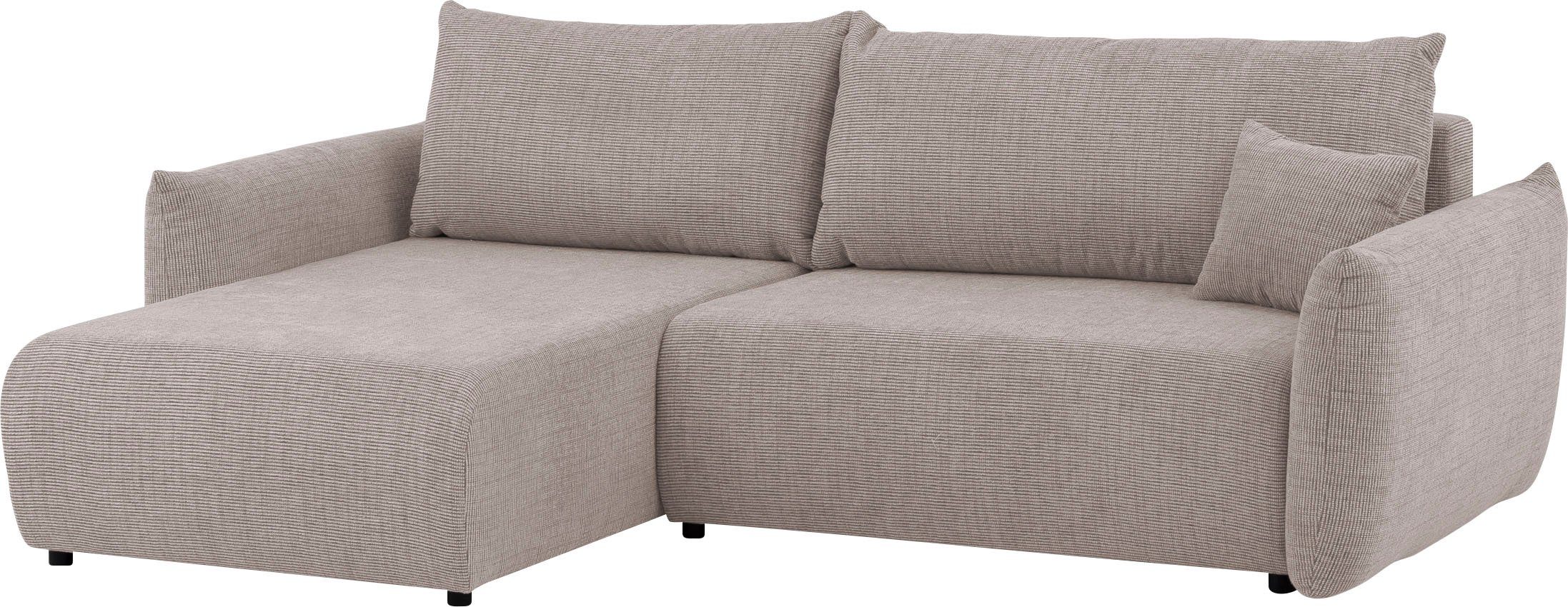 INOSIGN Hoekbank MAVAS bedbank met bedkist, L-model, ca. 257/127 cm (ligoppervlak 212/145 cm), ribfluweel, chenille, structuur