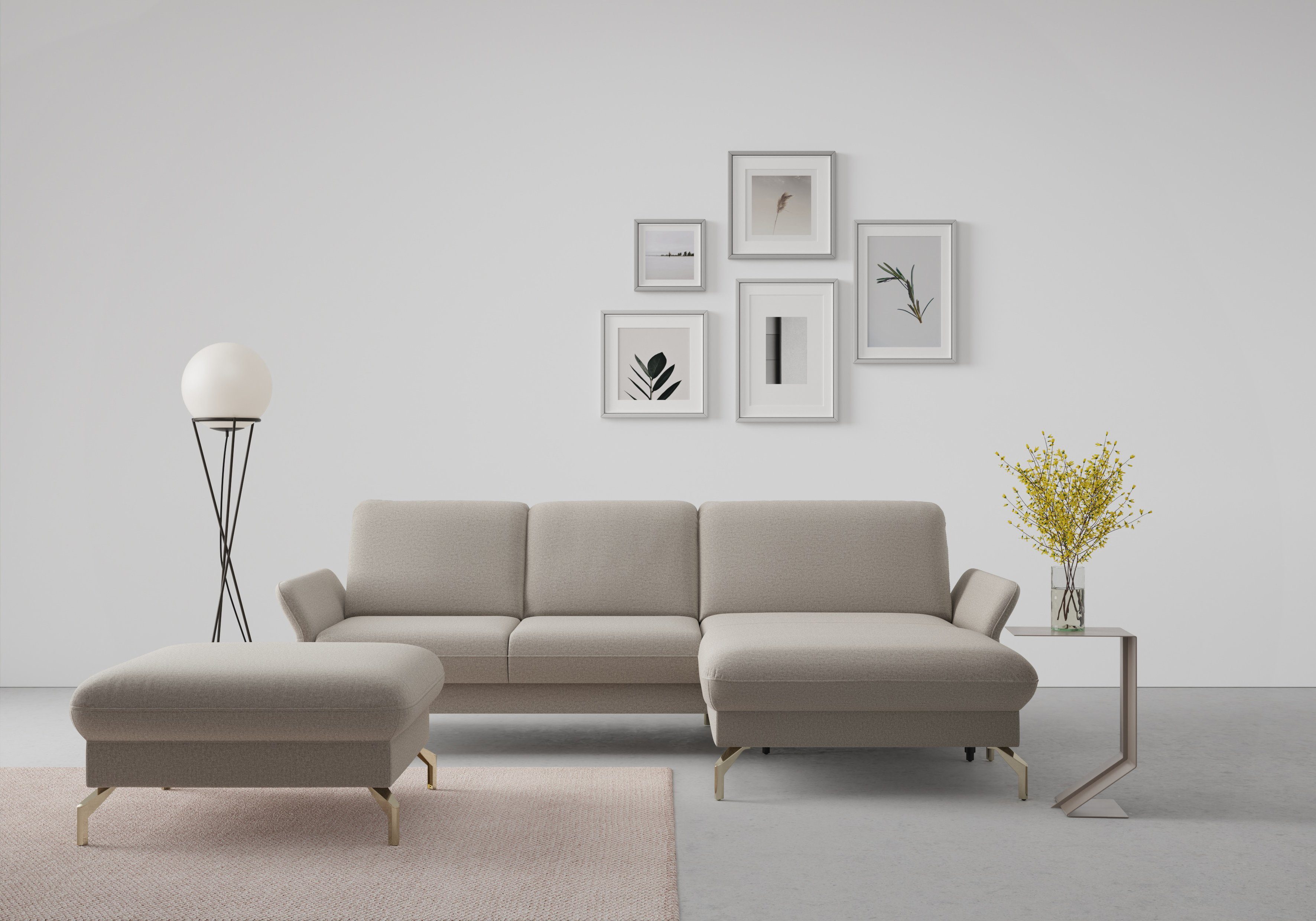 sit&more Hoekbank Fashion L-vorm naar keuze met verstelbare hoofdsteun, uittrekzitting, motorisch, nikkel poten