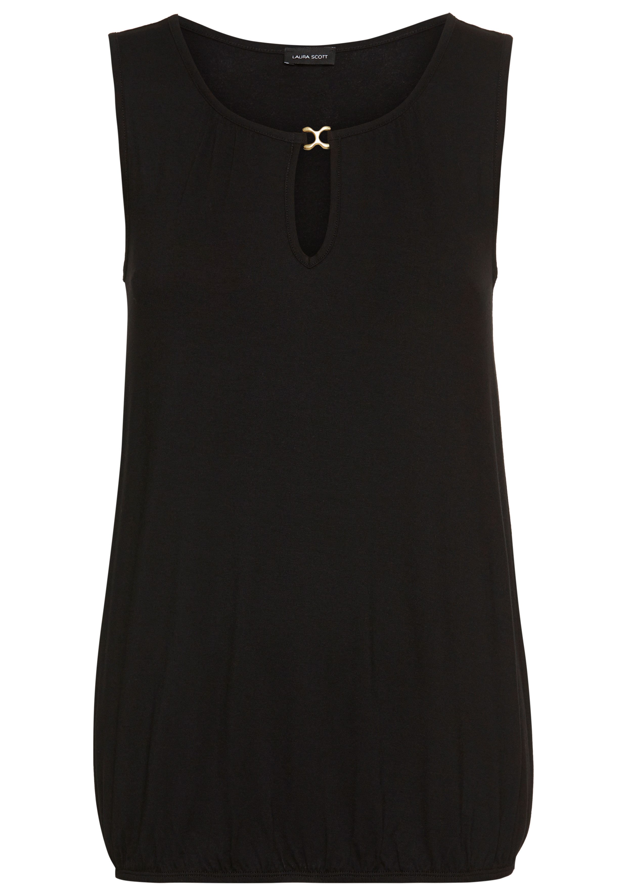 Laura Scott Tanktop met subtiele plooien aan de ronde hals - nieuwe collectie