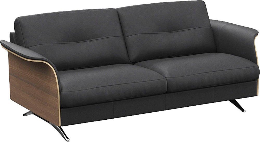 FLEXLUX 2,5-zitsbank Glow sofa, bank Premium zitting: koudschuim en binnenvering, armleuningen. Walnoot, aluminium voet